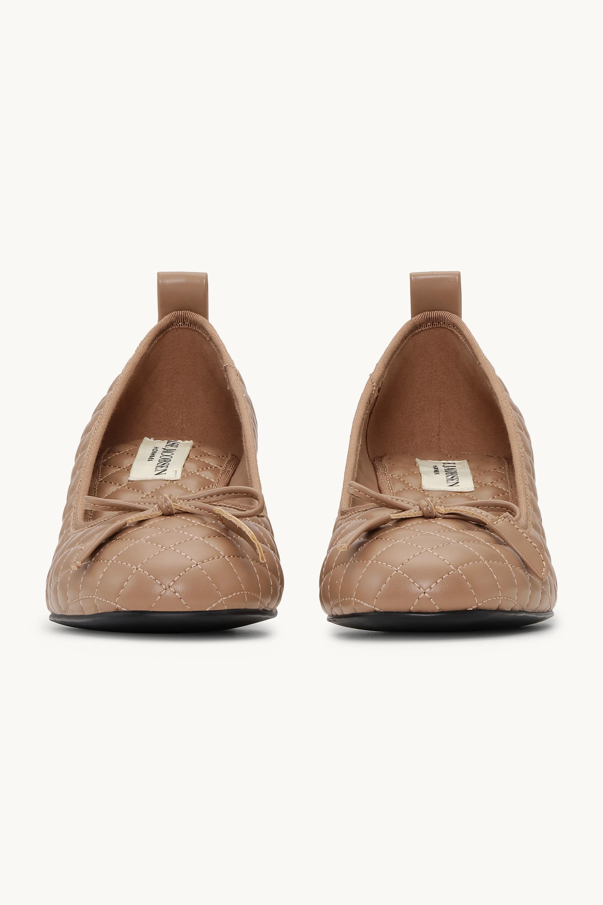 Quilted Ballerina with Heel - Clay Black