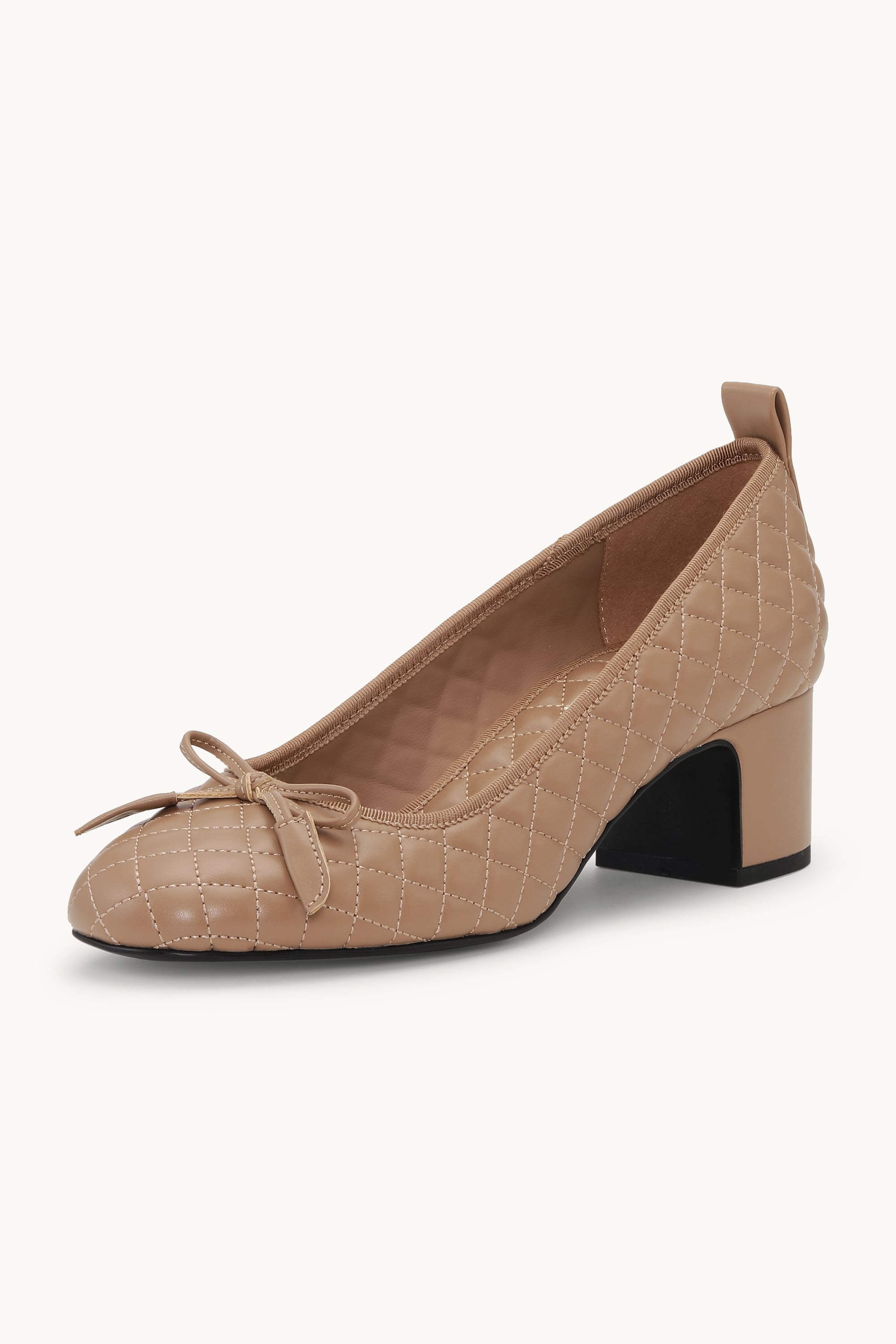 Quilted Ballerina with Heel - Clay Black