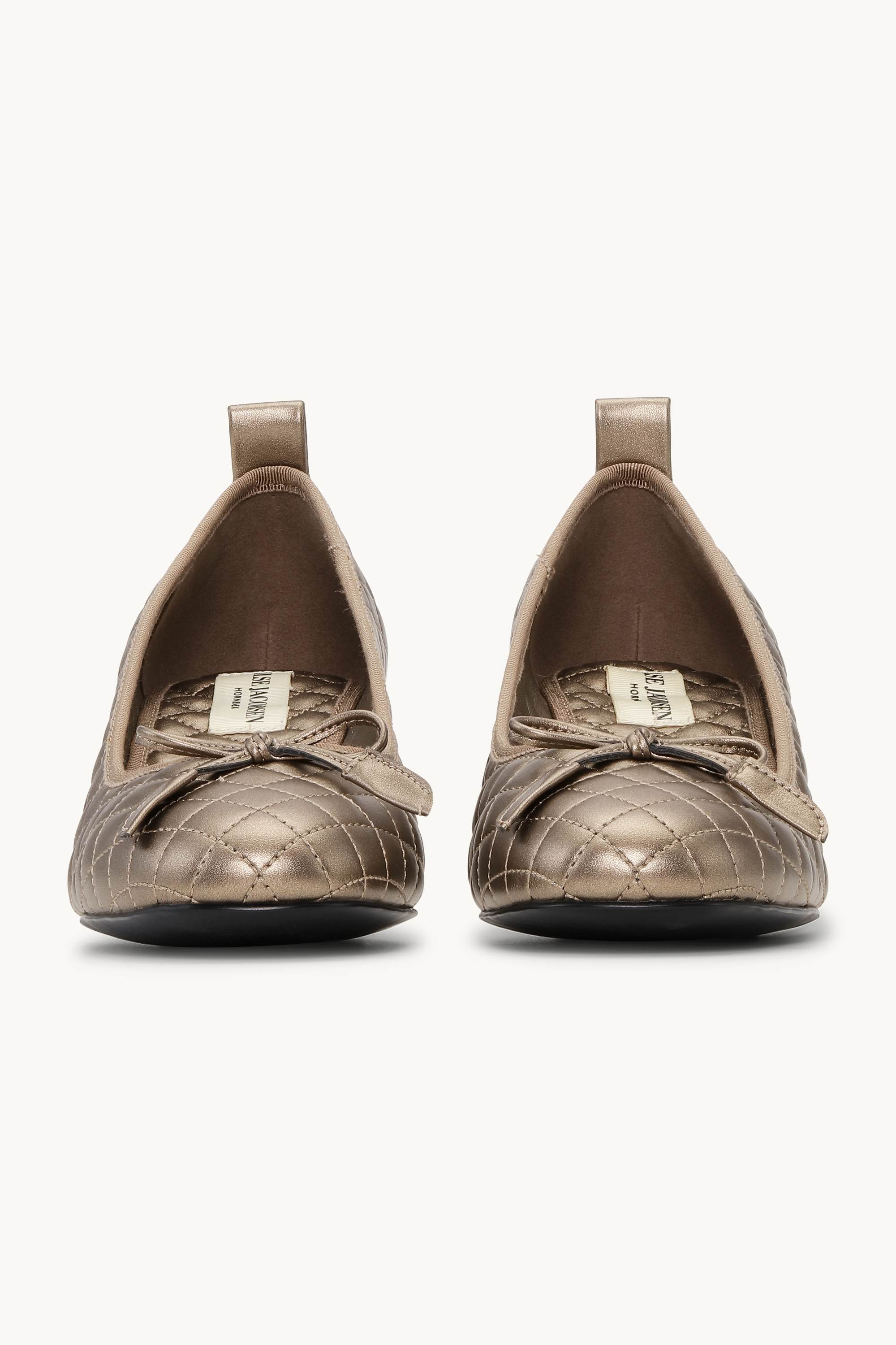 Quilted Ballerina with Heel - Metallic Copper Black