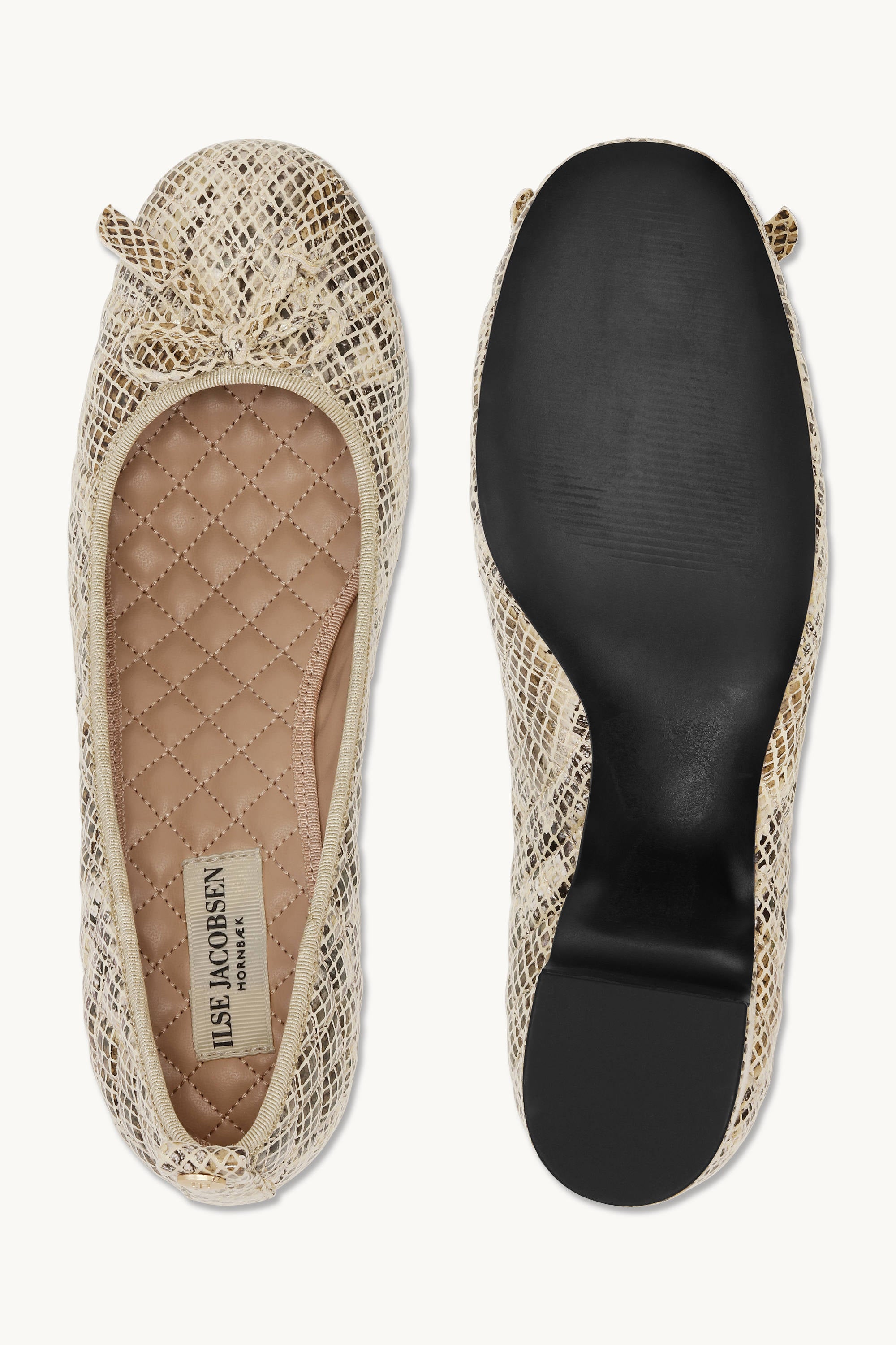 Quilted Ballerina with Heel - Latte Black