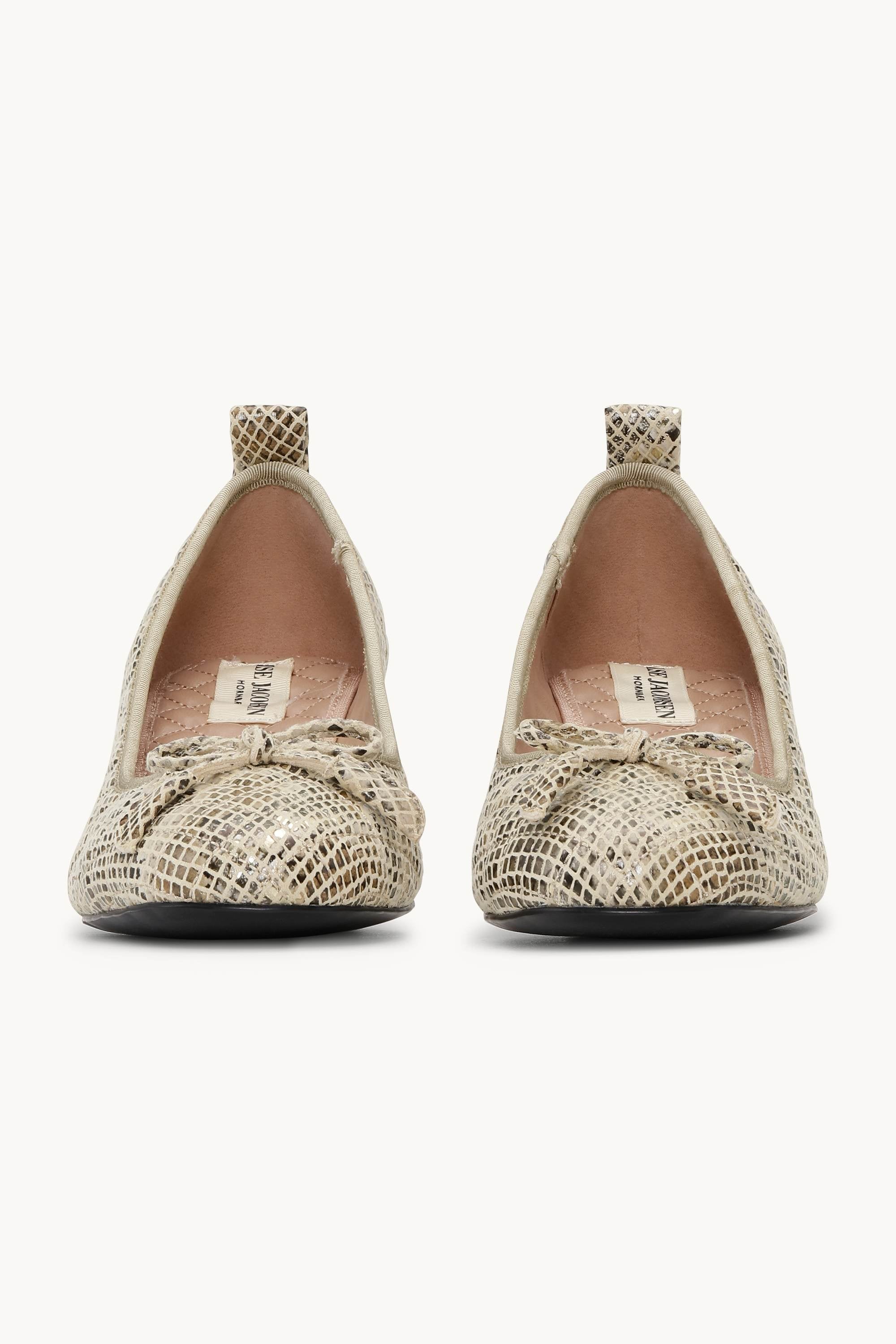 Quilted Ballerina with Heel - Latte Black