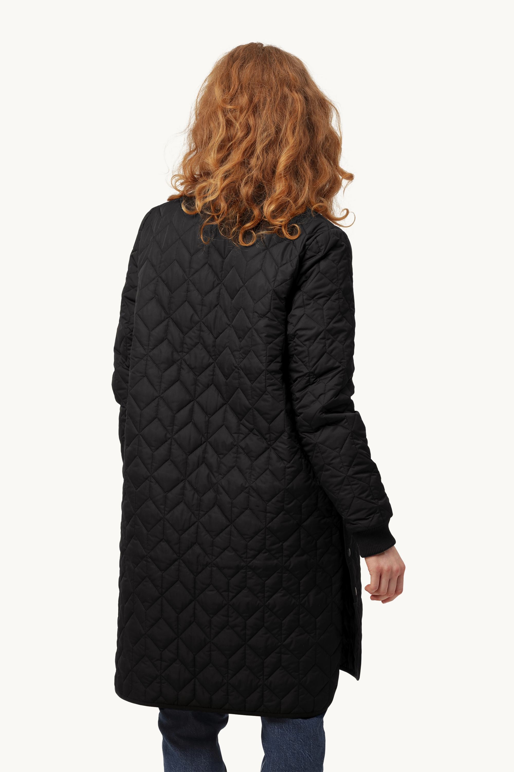 Lång Quiltad Jacka - Black