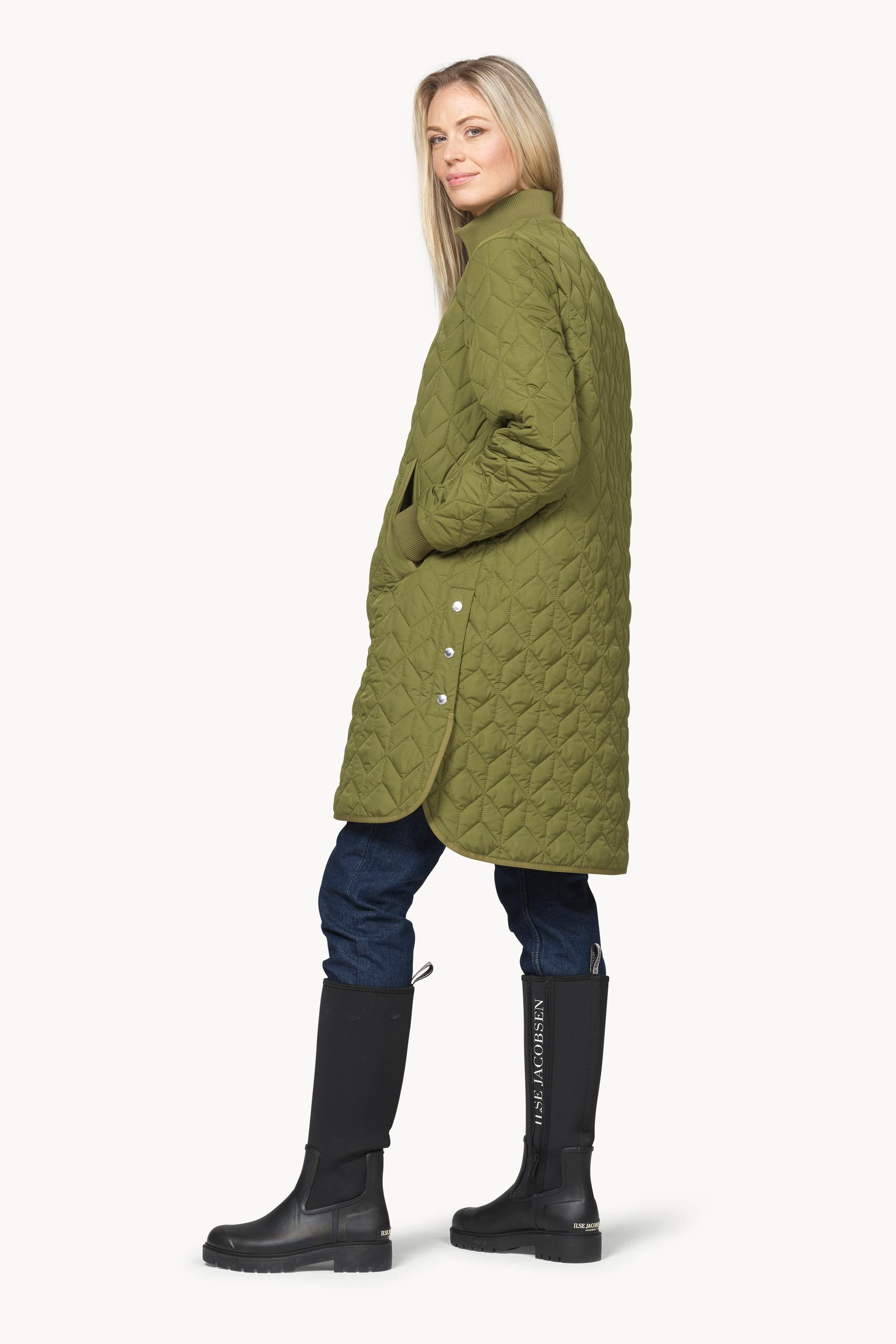 Lång Quiltad Jacka - Sphagnum