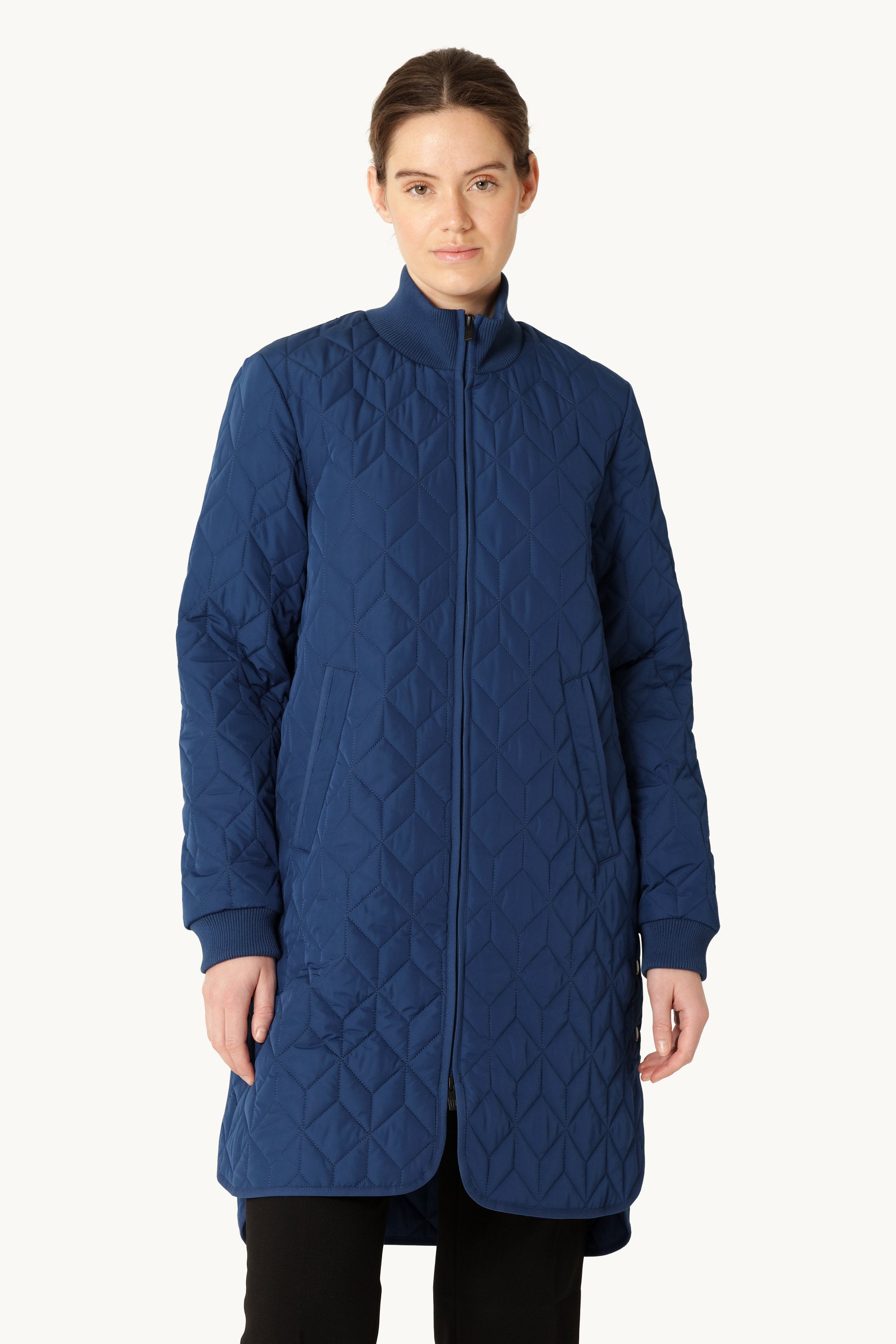 Lång Quiltad Jacka - Estate Blue