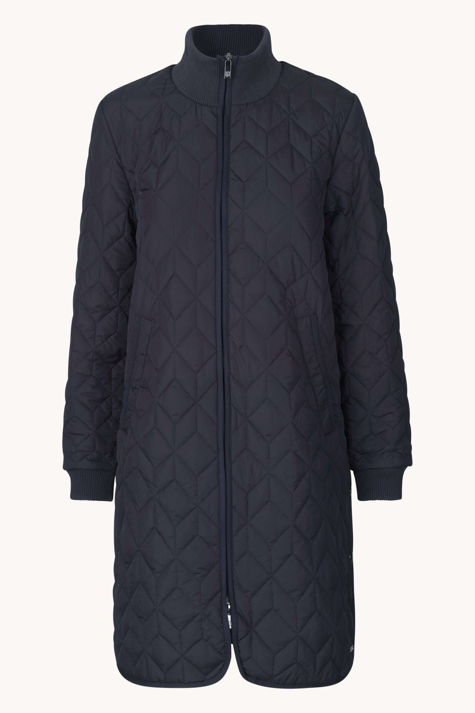 Lång Quiltad Jacka - Dark Indigo