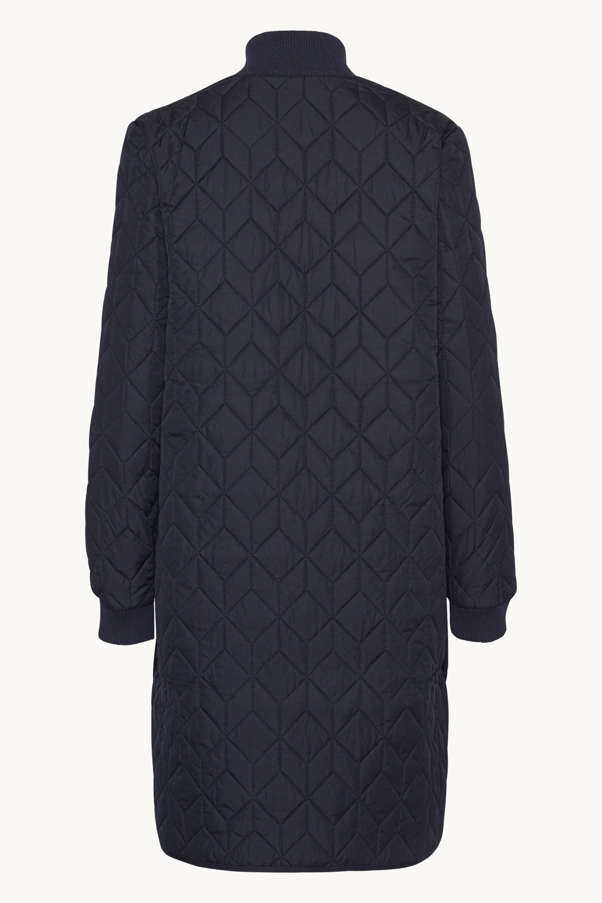 Lång Quiltad Jacka - Dark Indigo
