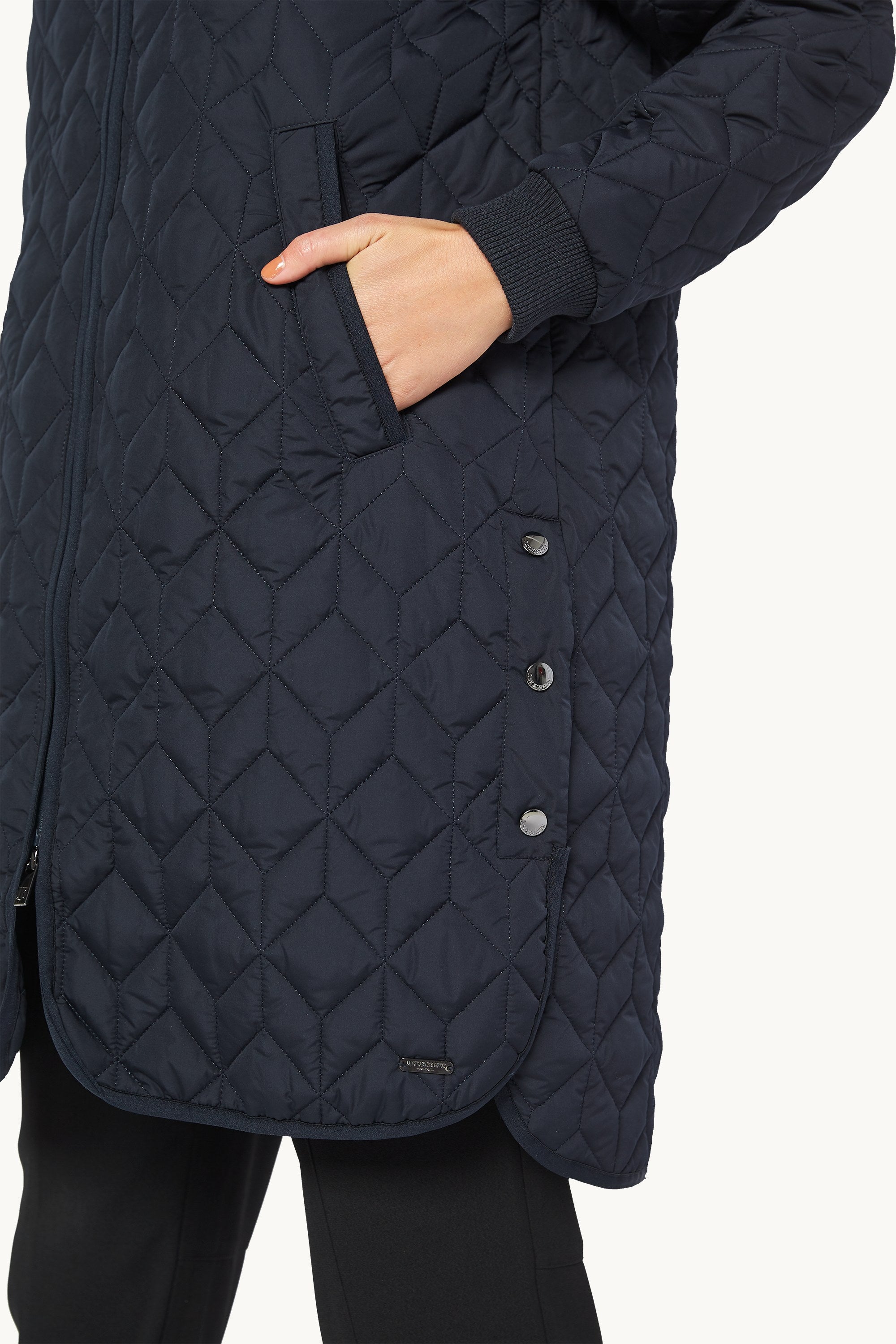 Lång Quiltad Jacka - Dark Indigo