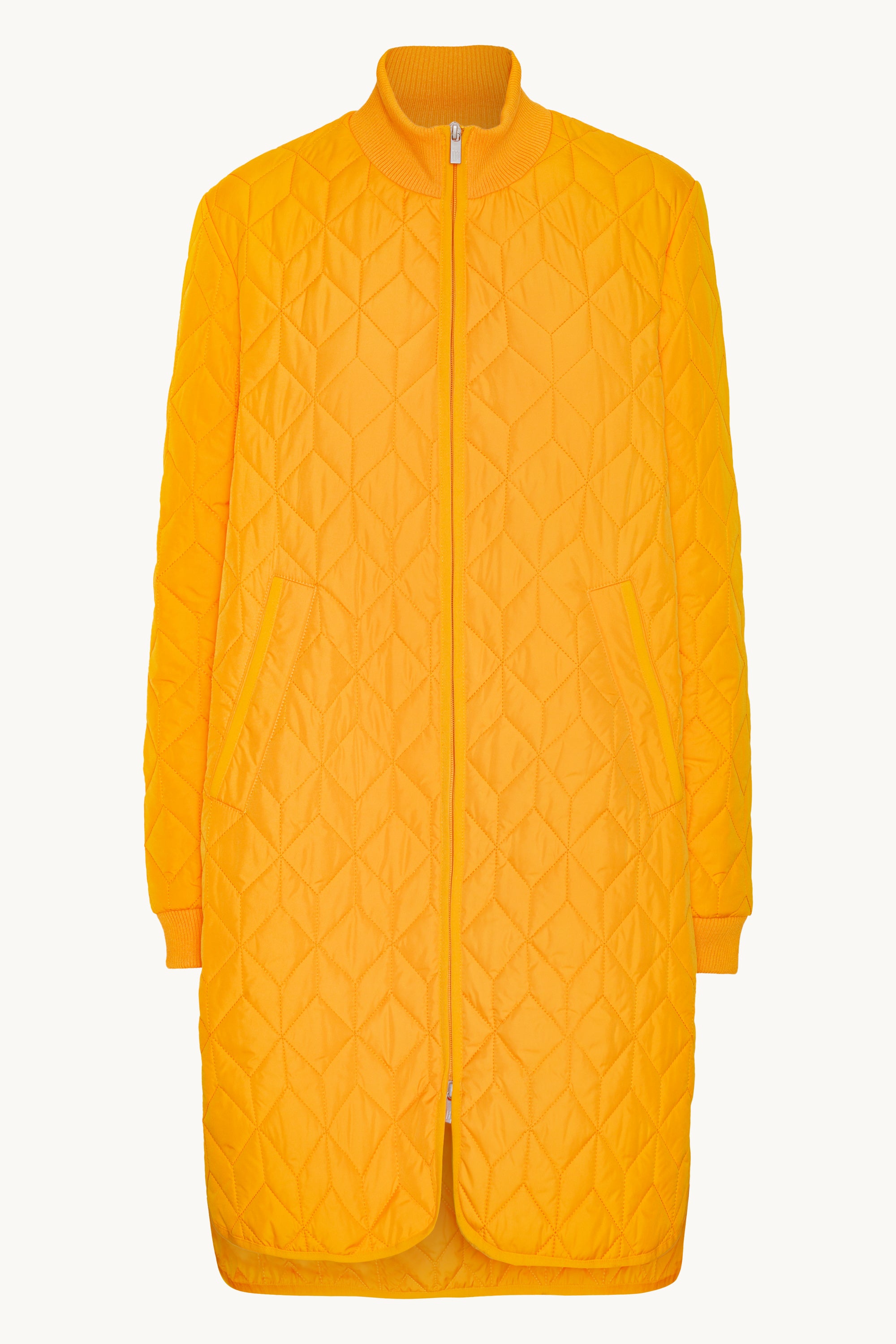 Lång Quiltad Jacka - Flame Orange