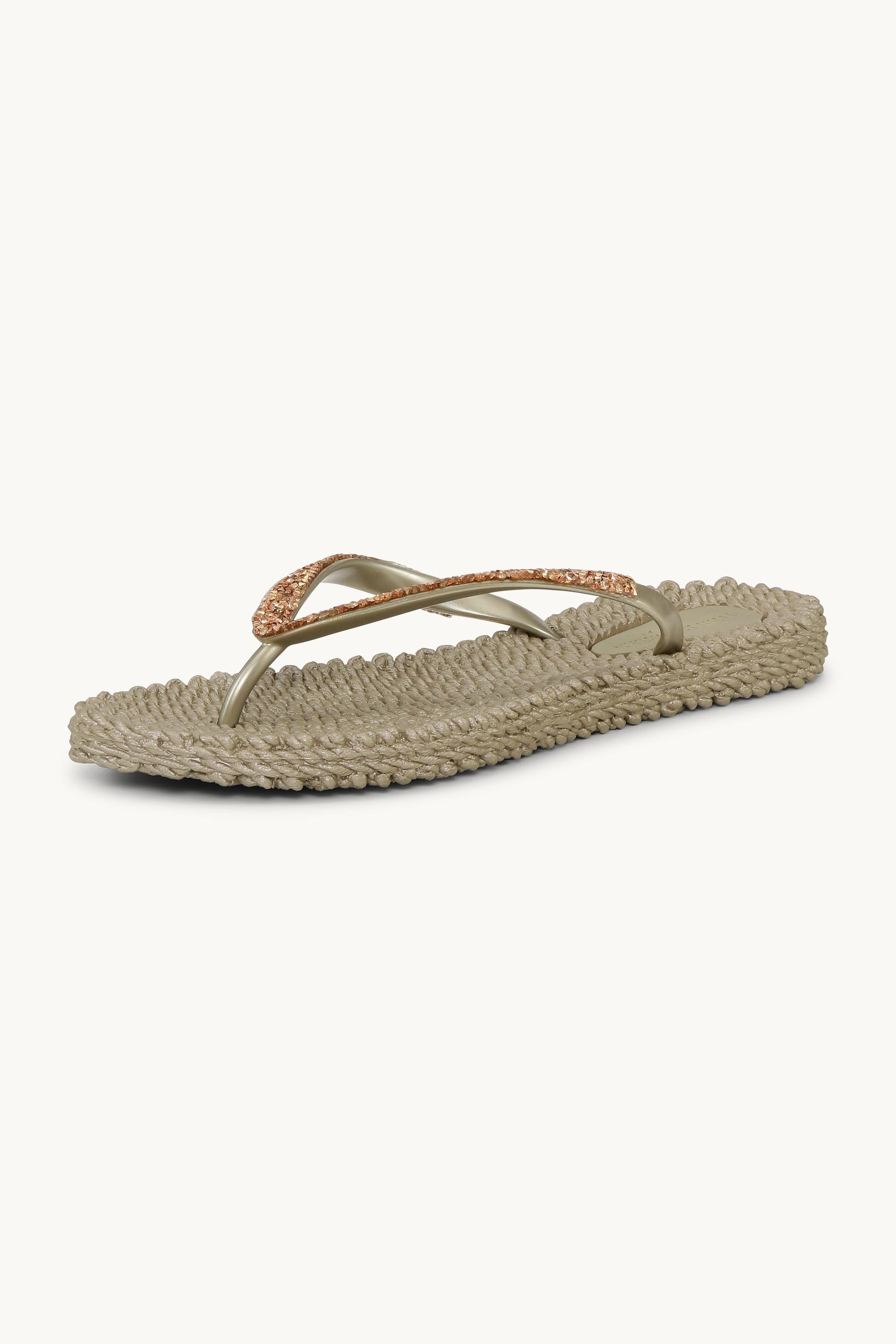 Flip Flops with Rhinestones - Platin