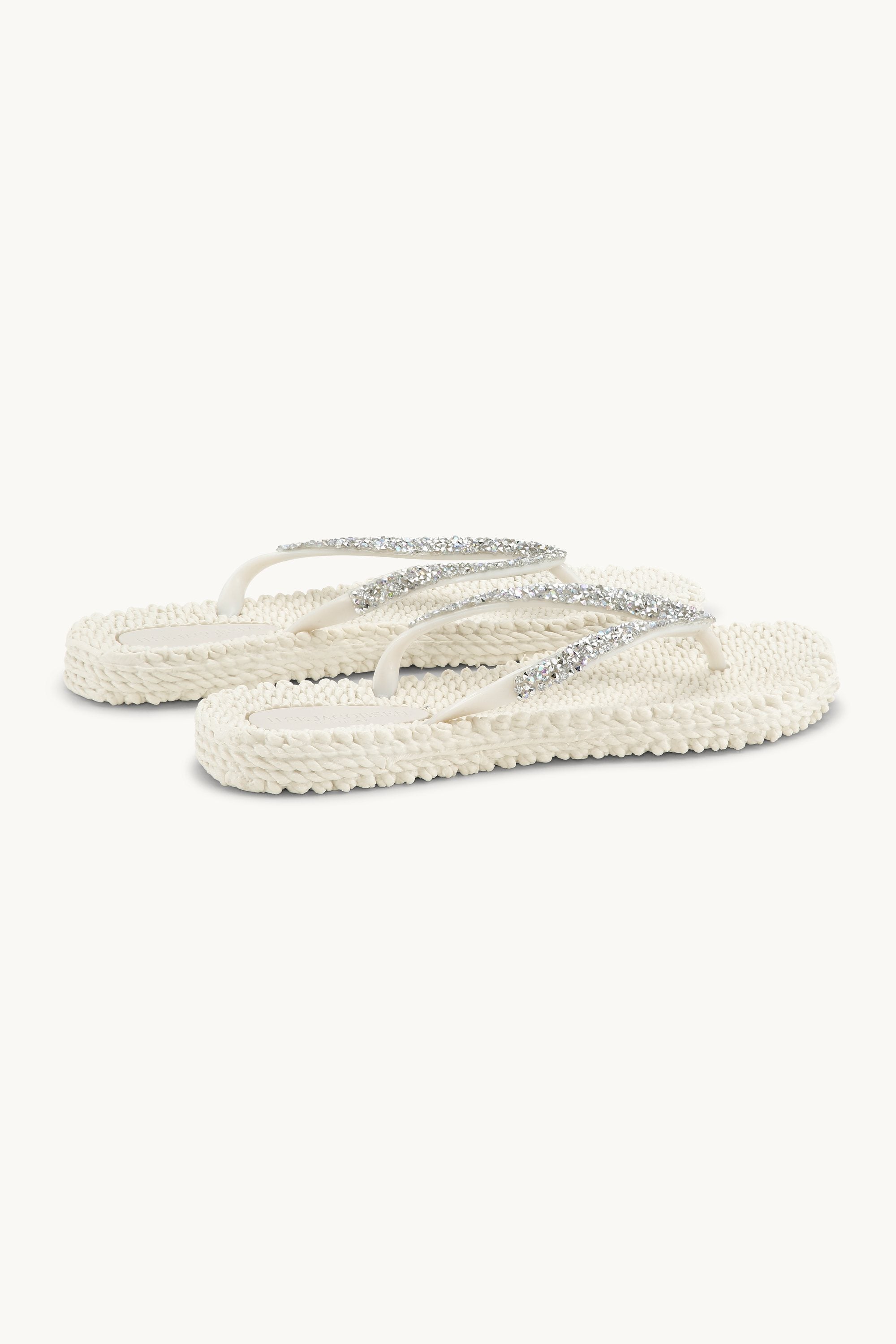 Flip Flops With Rhinestones - Creme