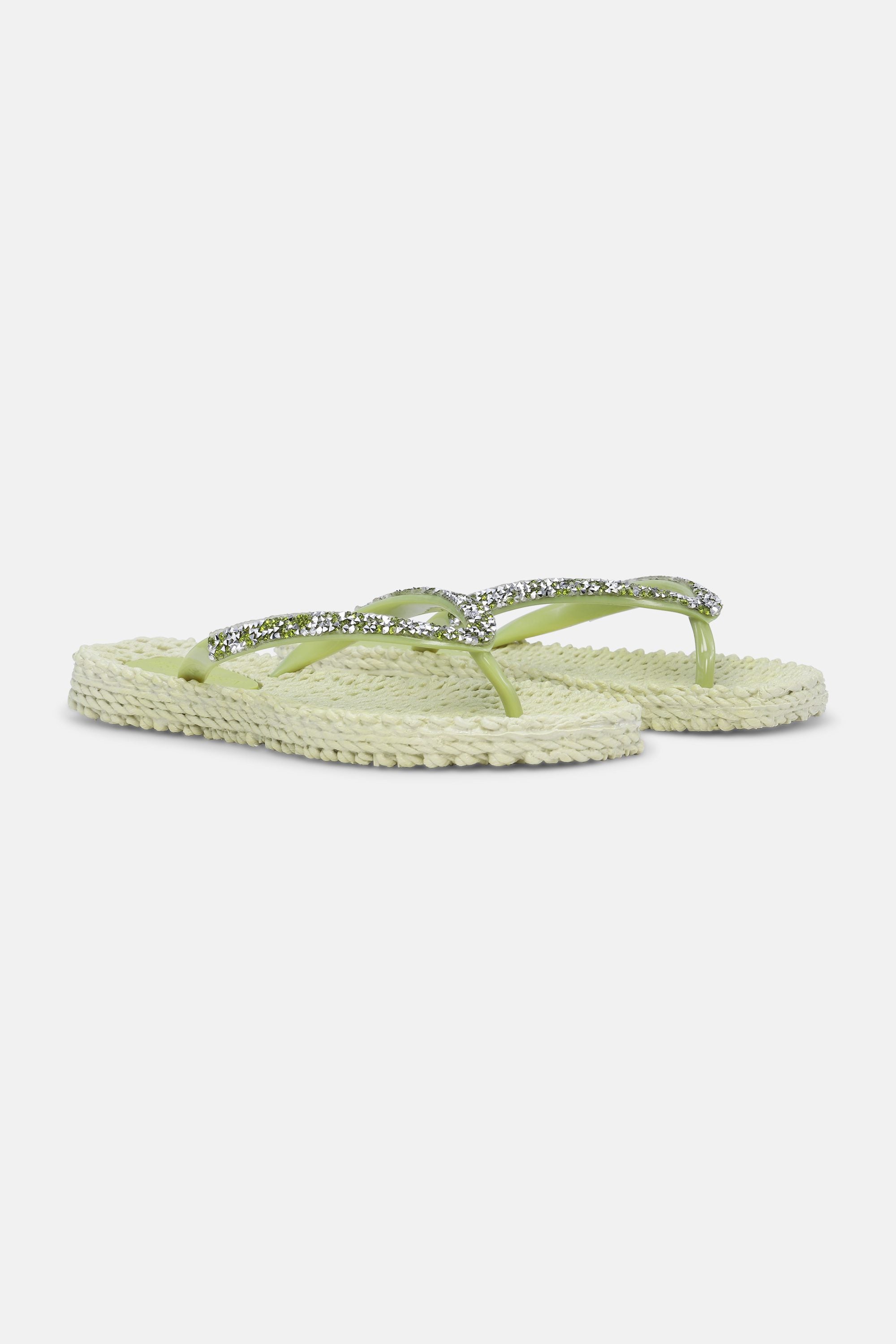 Flip Flops With Rhinestones - Moss