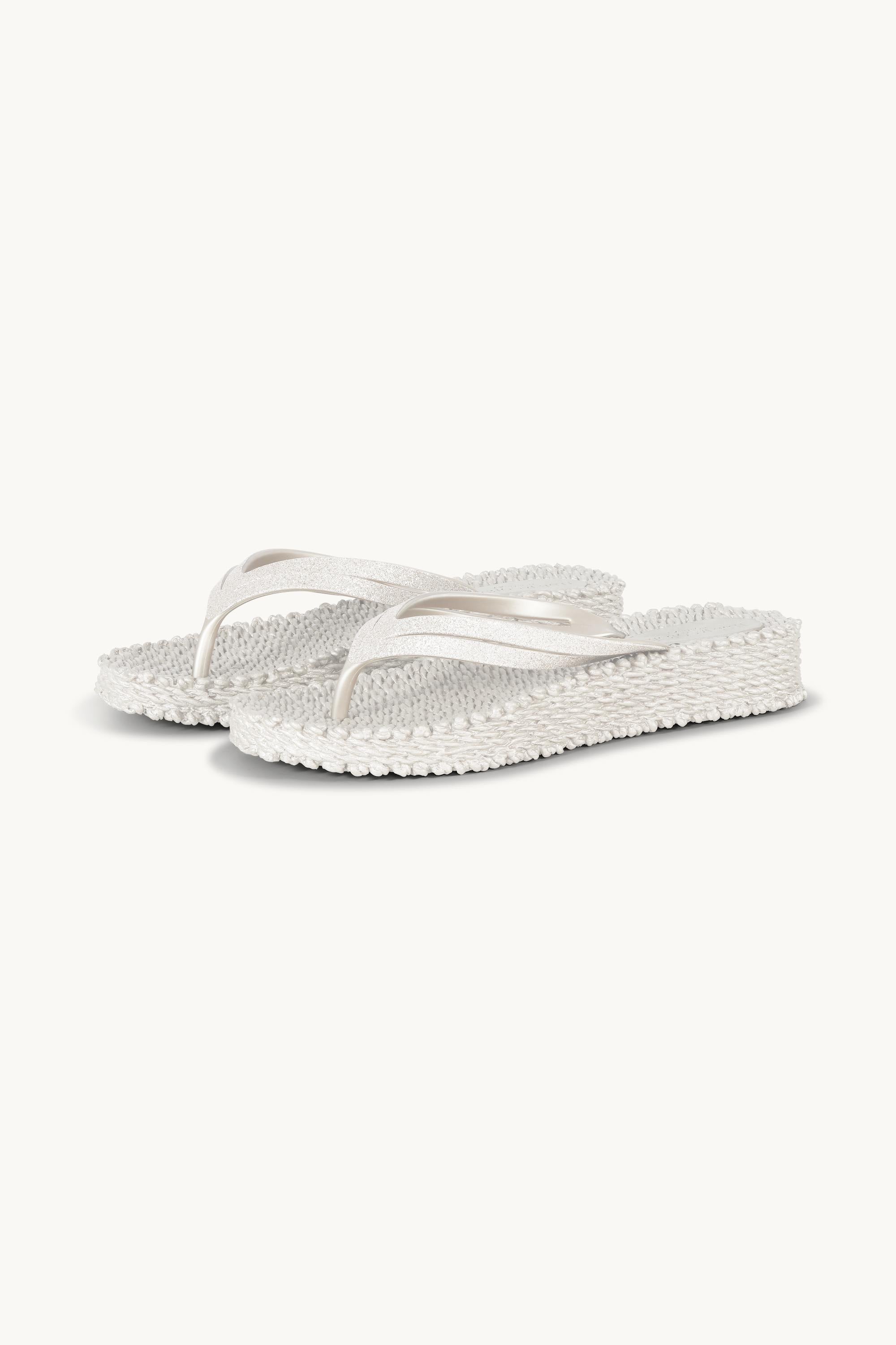 Platform Flip-flops Glitter - Creme