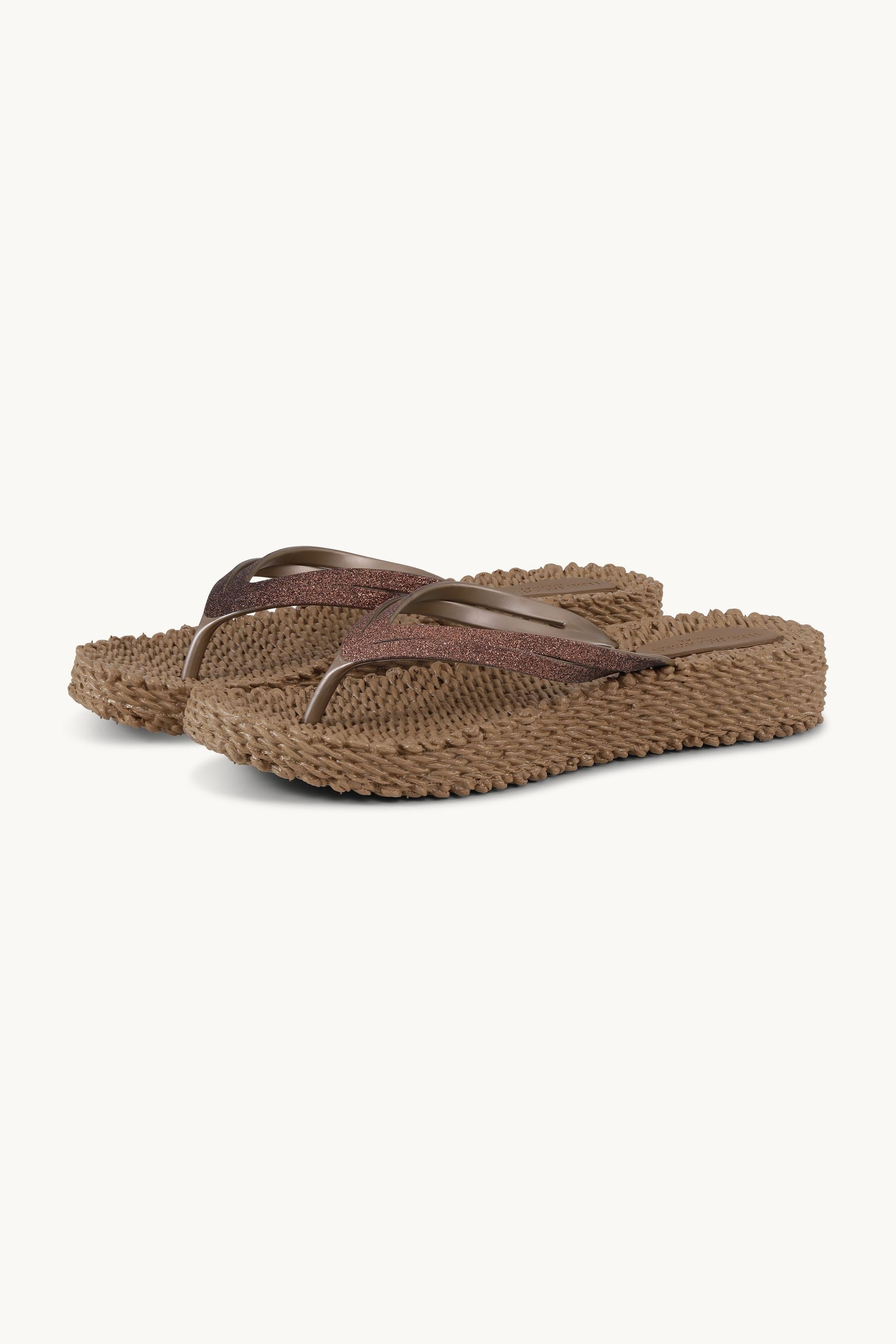 Platform Flip-flops Glitter - Mocca
