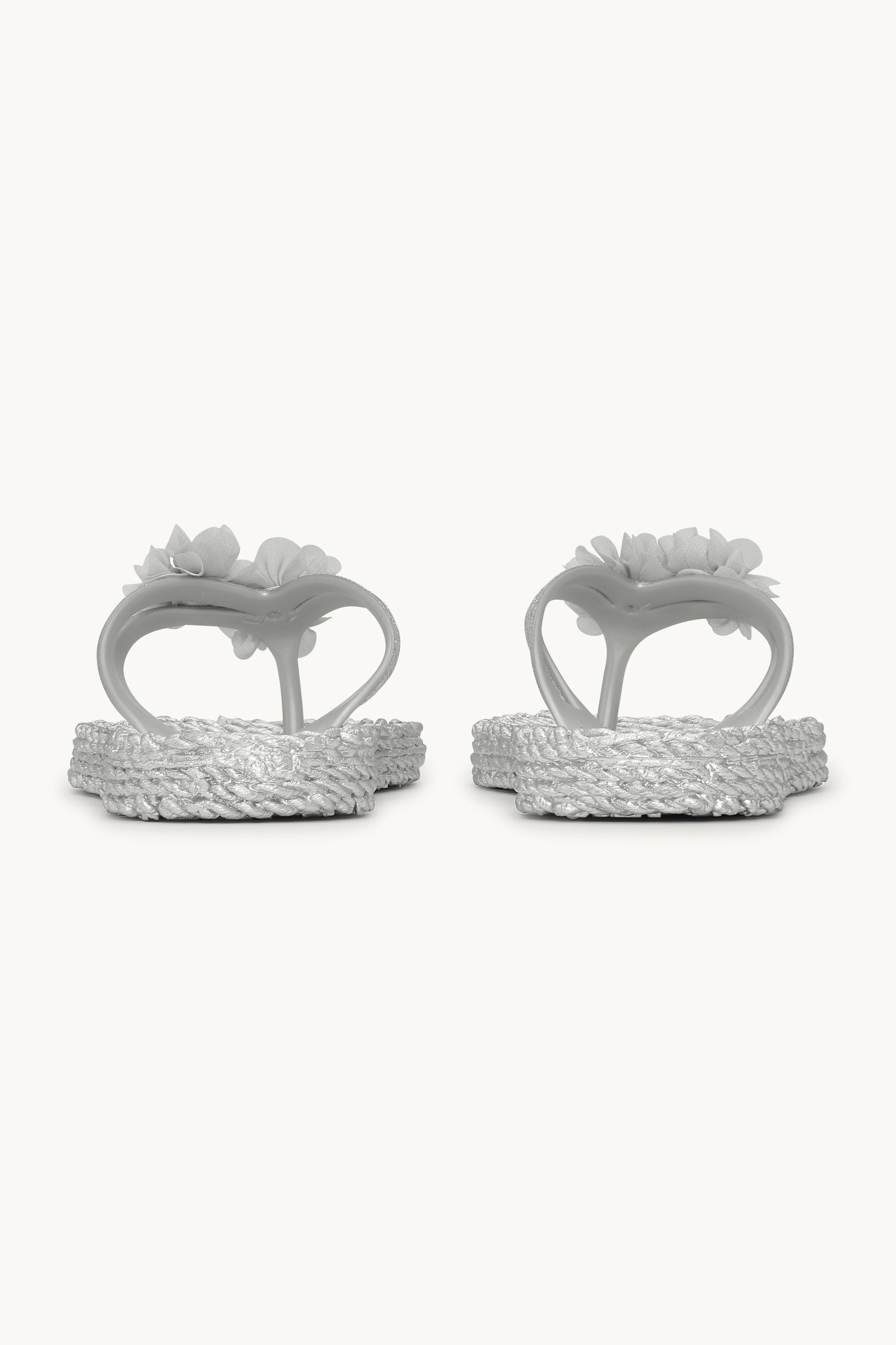 Flip Flops with Flowers - Silver