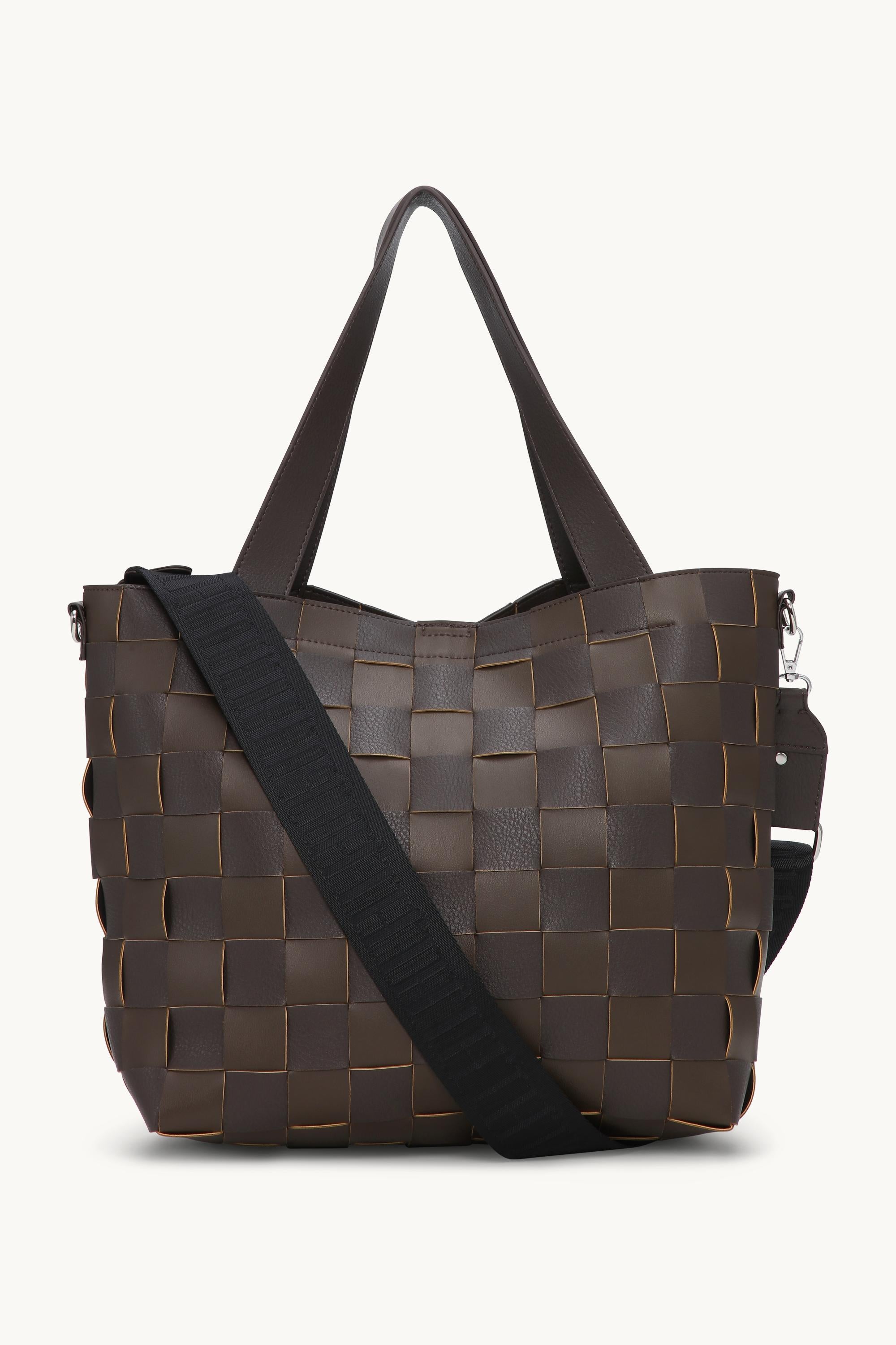 Braided Cross-Body Shopper - Chocolate Brown