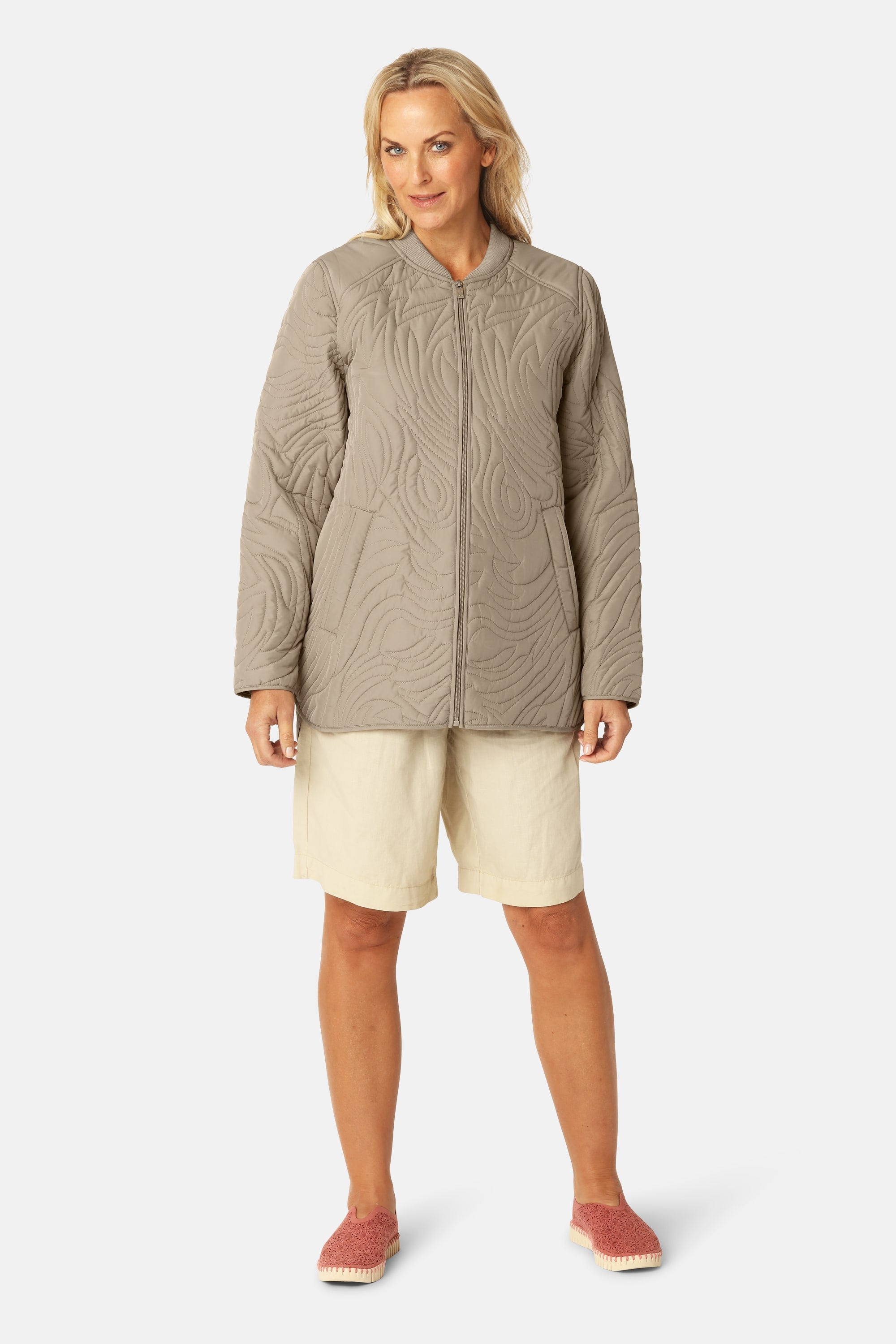 Kort Quiltad Jacka - Coriander