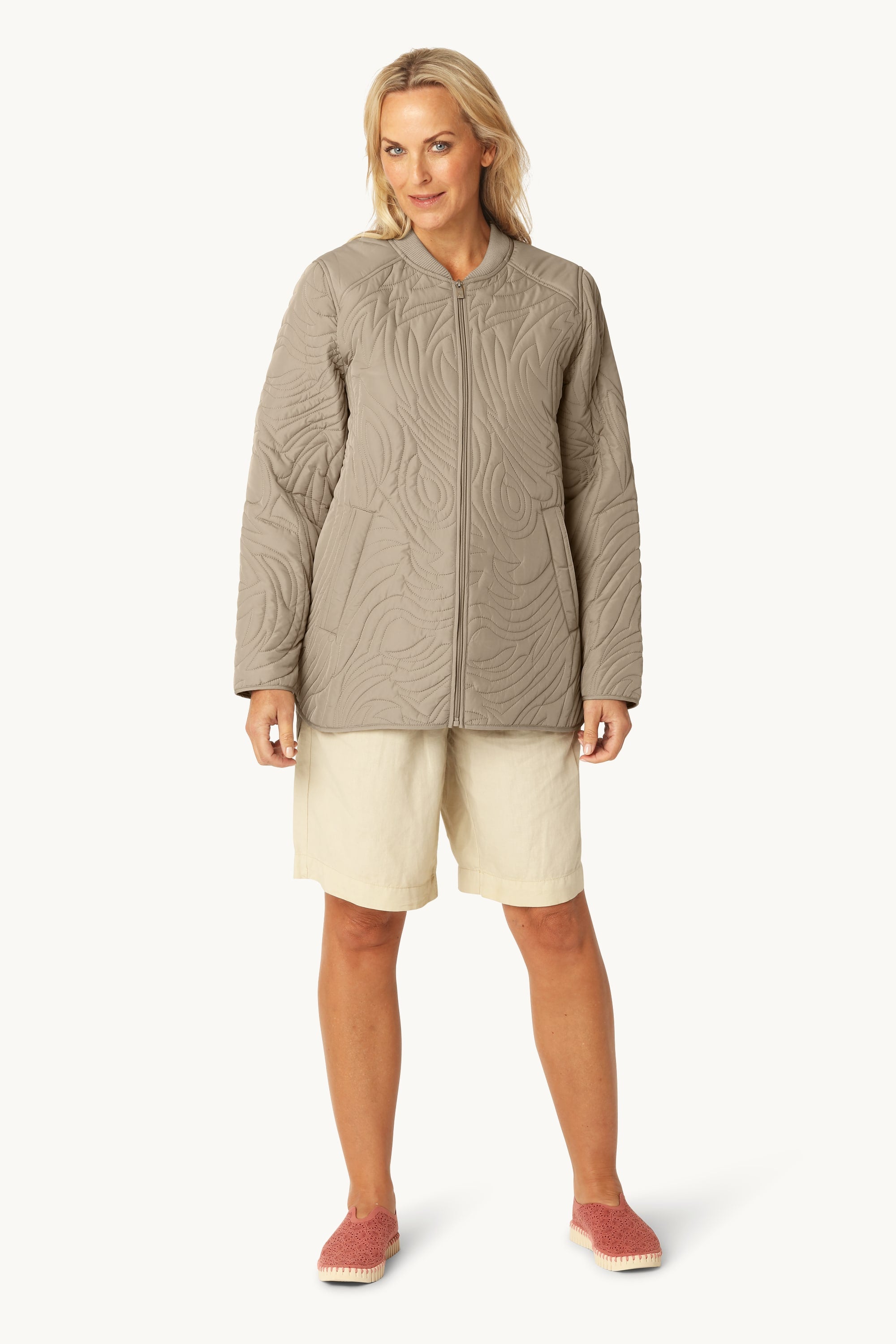 Kort Quiltad Jacka - Coriander