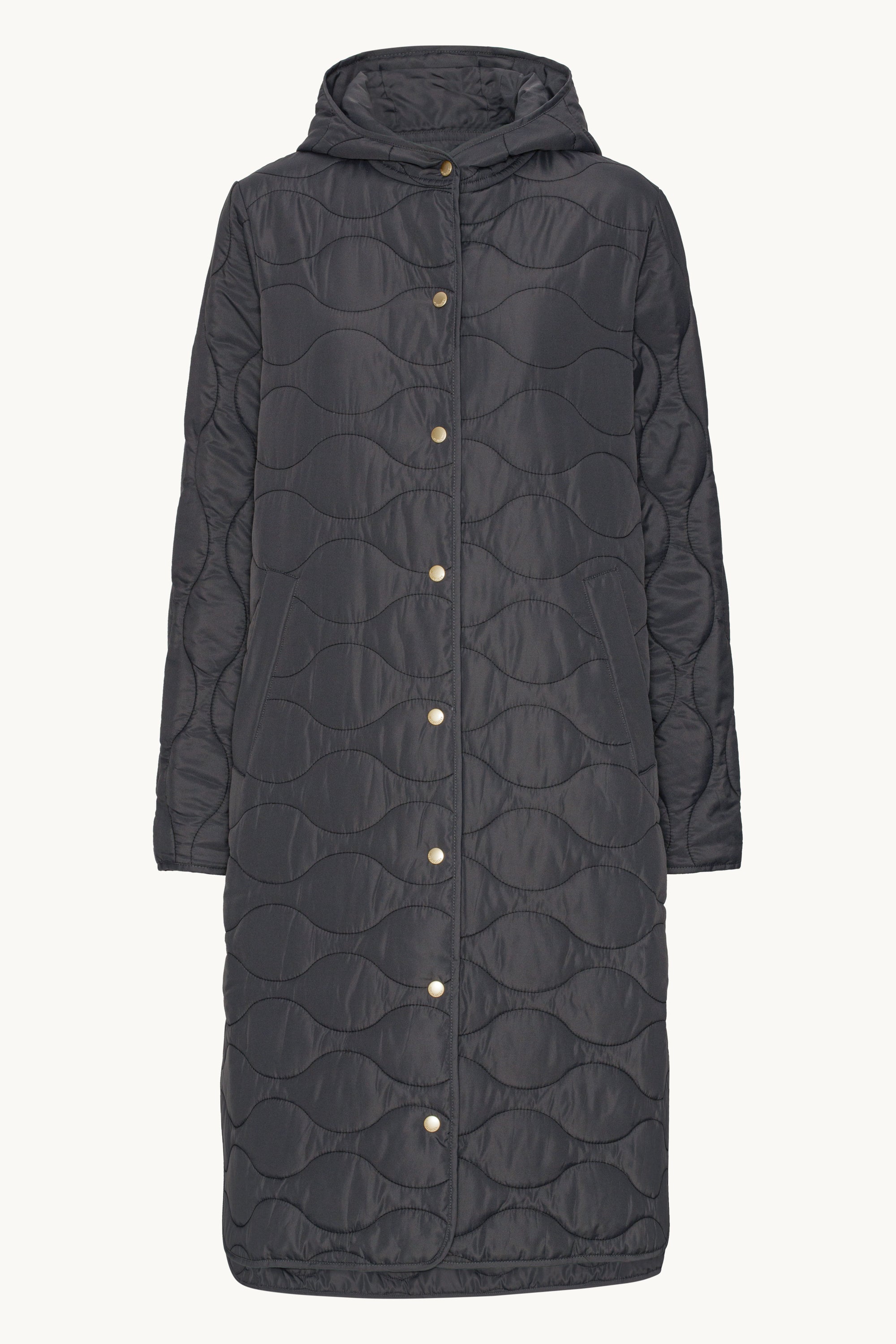 Long Quilt Coat - Asphalt