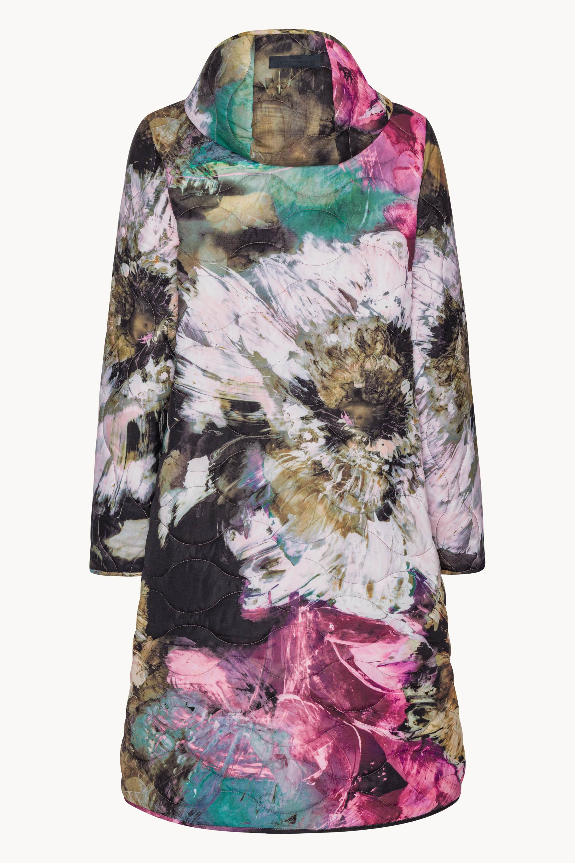 Lång Quiltad Kappa - Artistic Flower Print