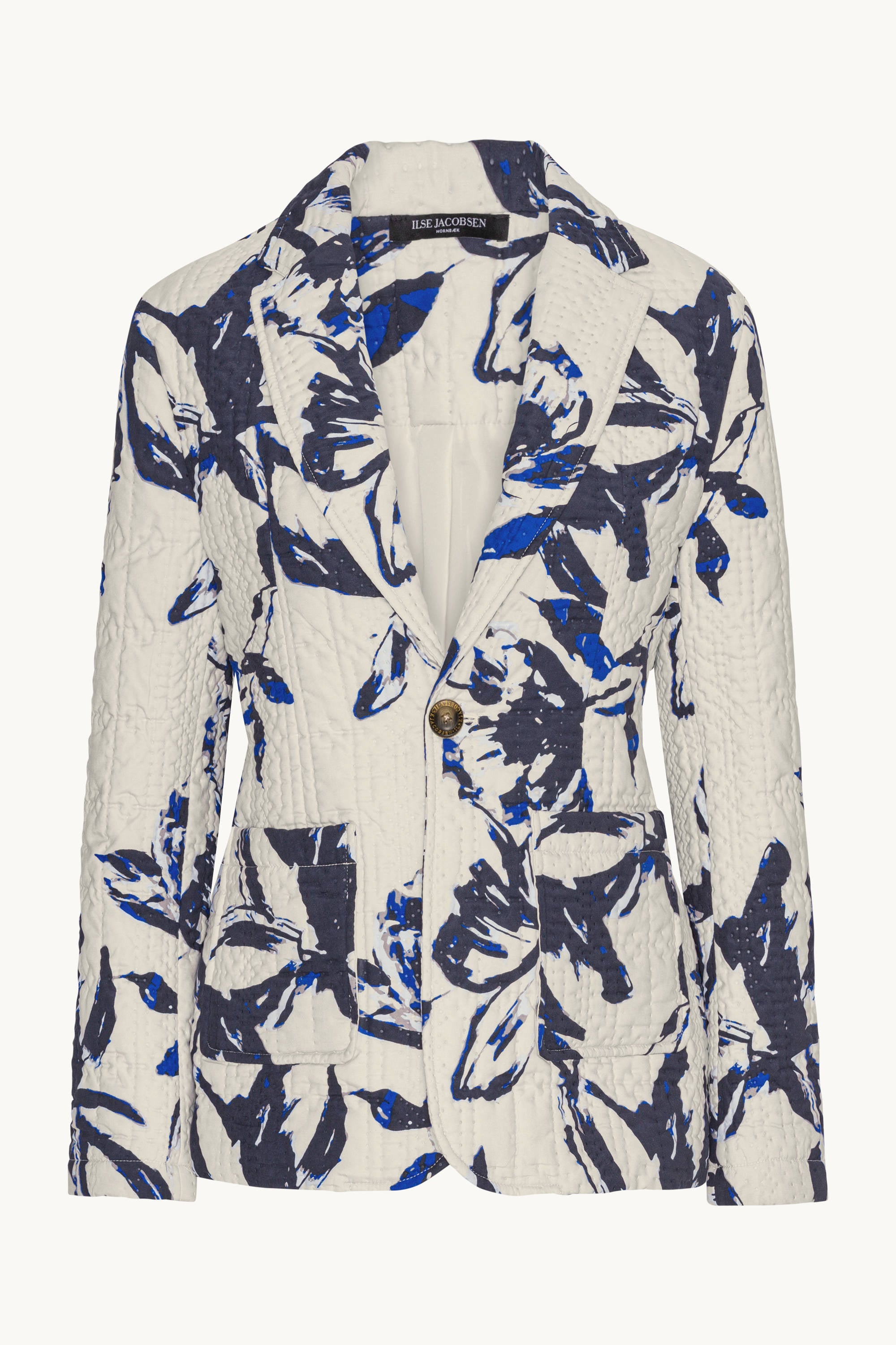 Quiltad Blazer - Beige Artsy Stroke Flower