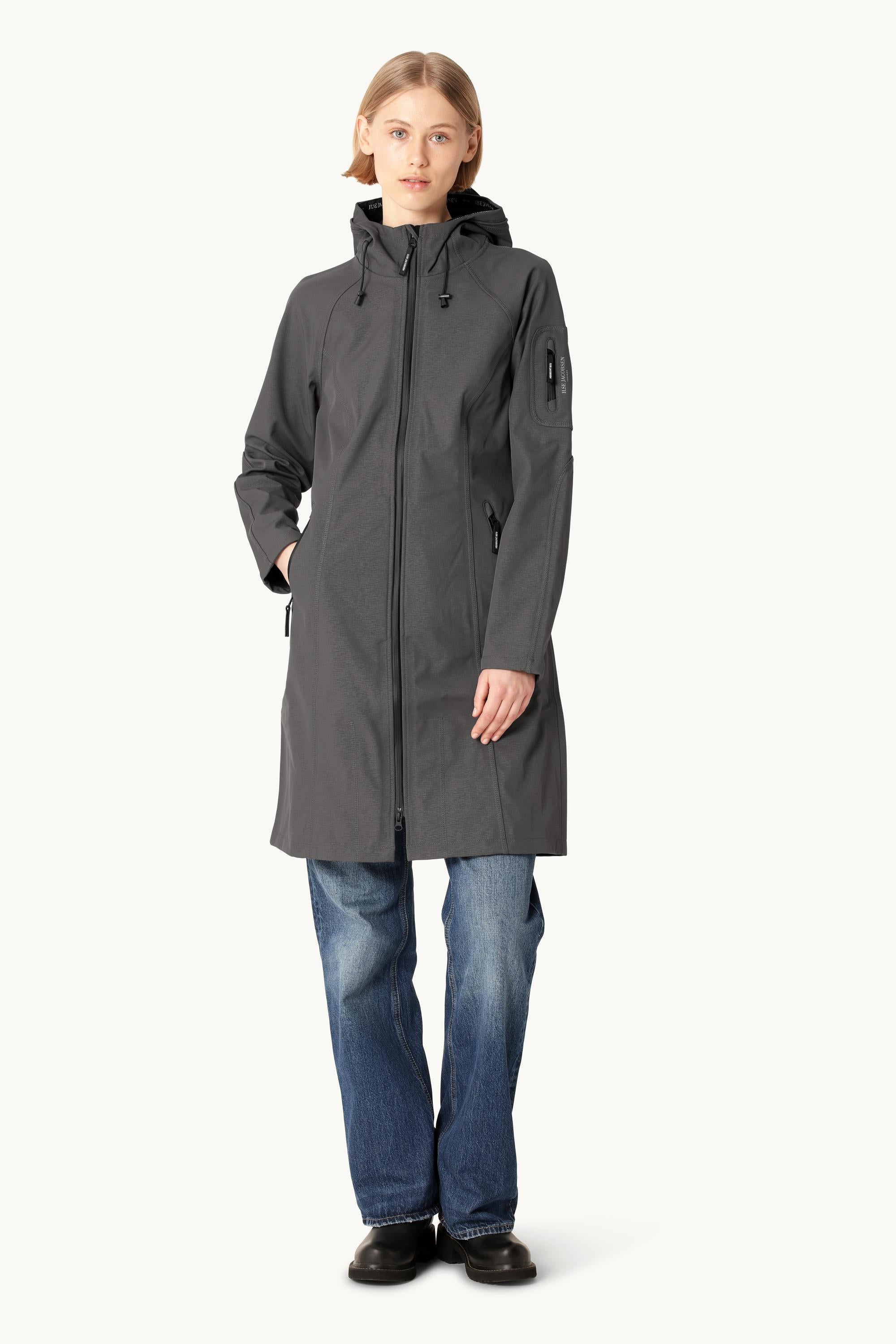 Long Softshell Raincoat - Dark Shadow