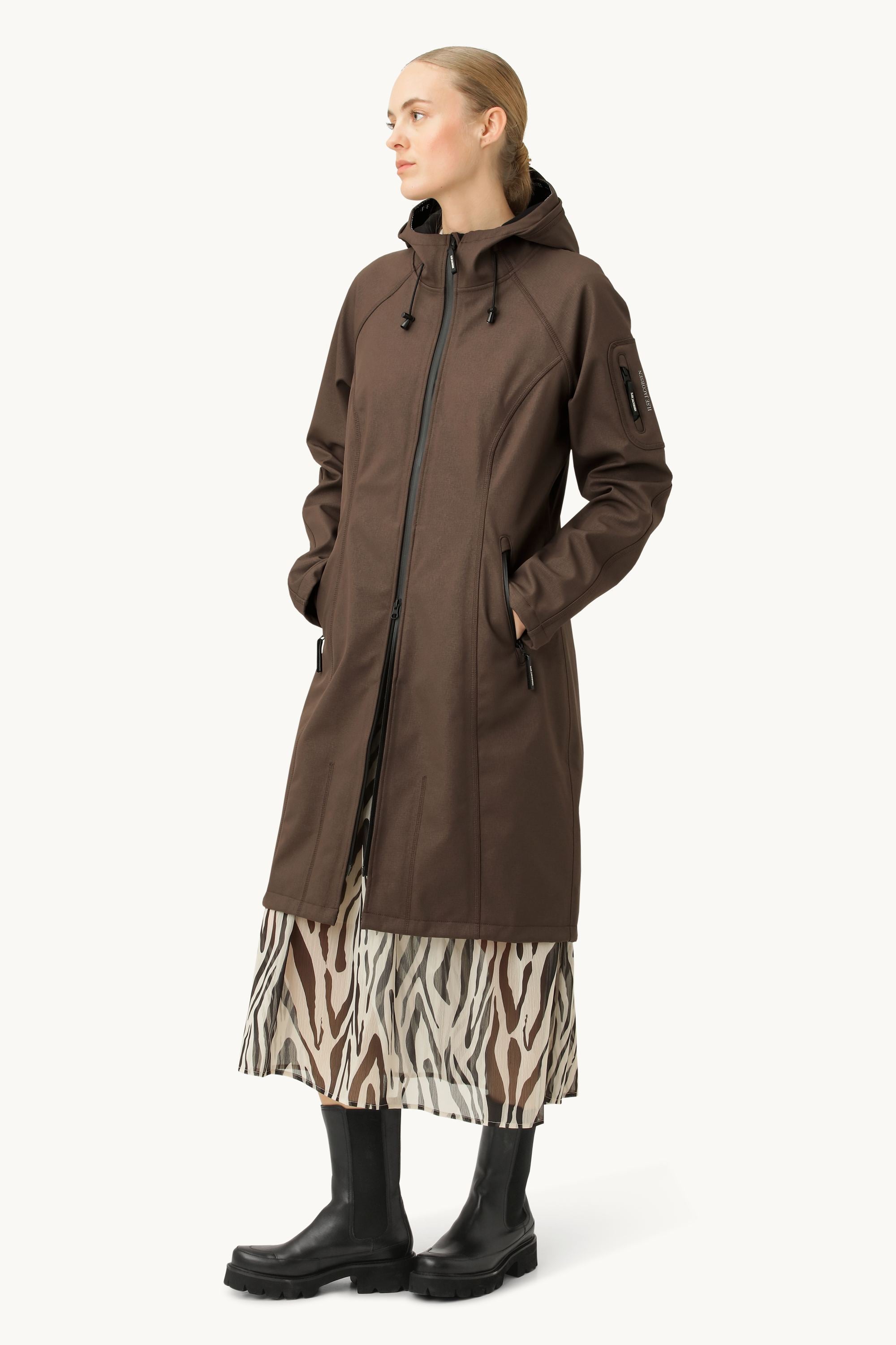 Long Softshell Raincoat - Chocolate Brown