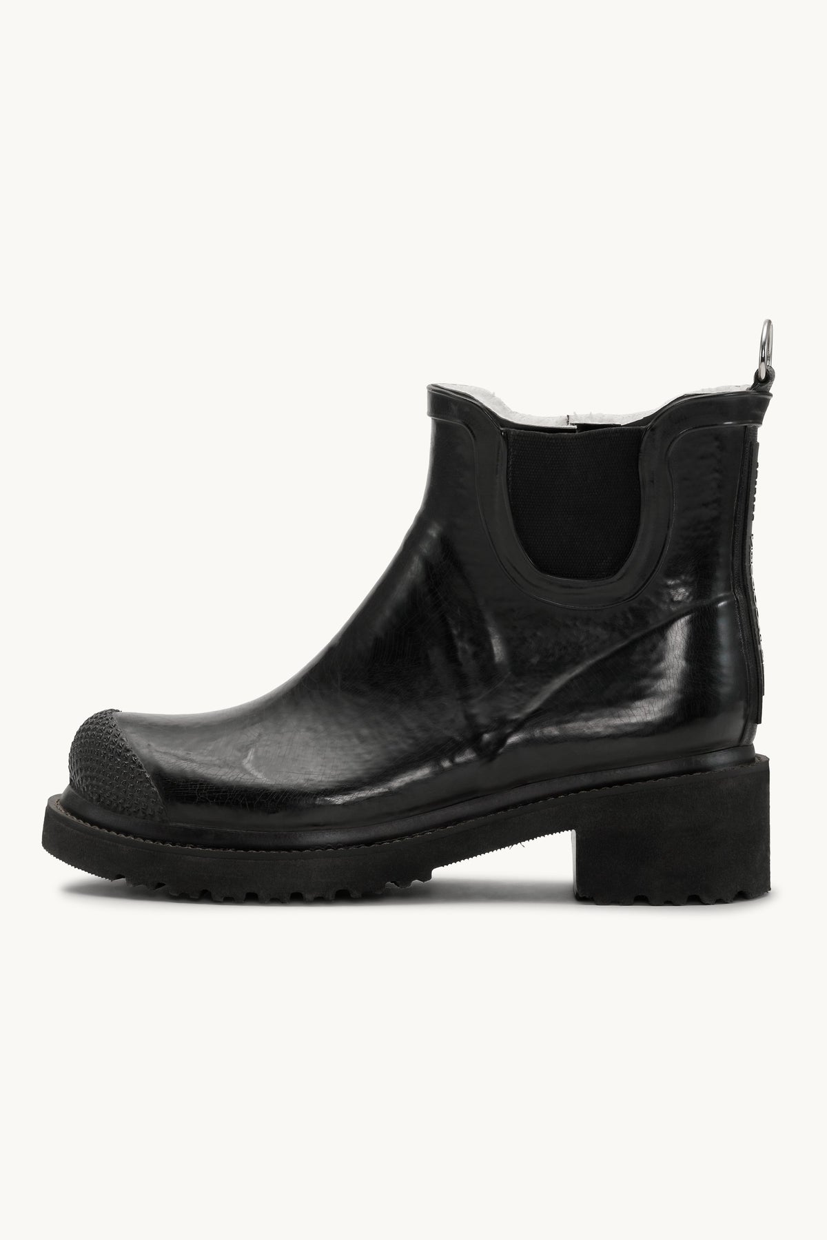 Short Rubber Boots With High Heel - Black