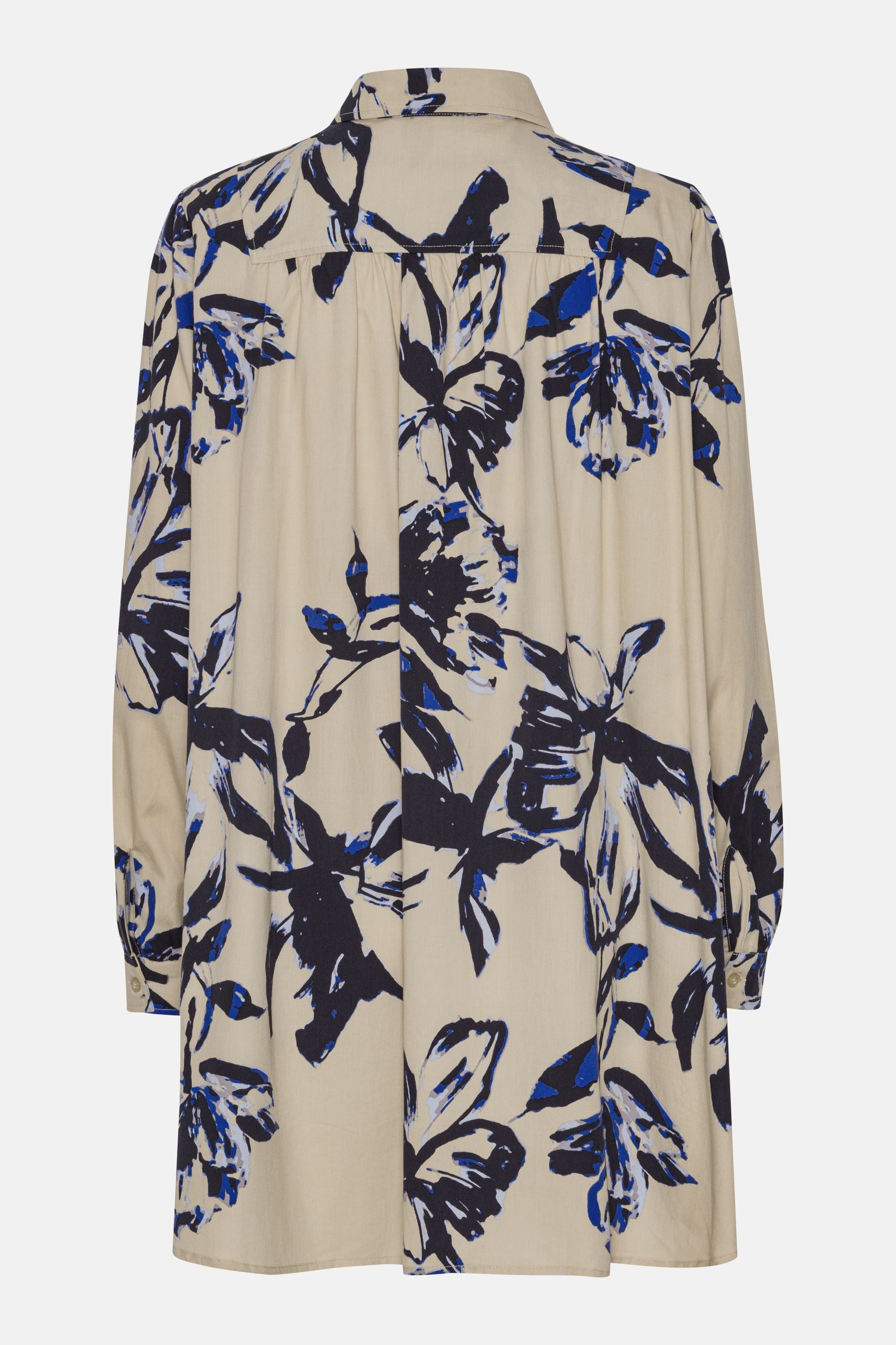 Lång Tunikaklänning - Sand Artsy Stroke Flower