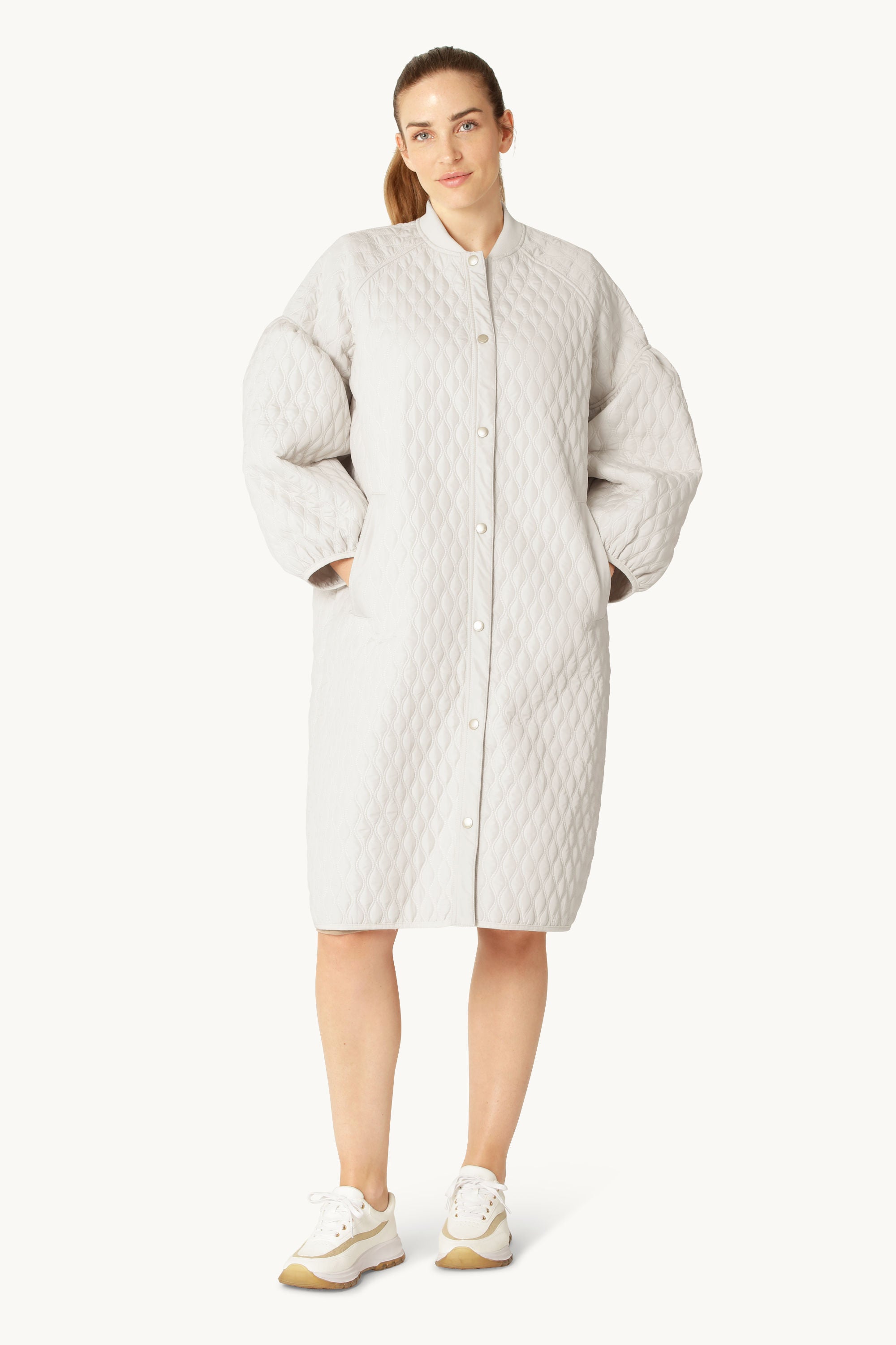 Lång Vadderad Jacka - Milk Creme