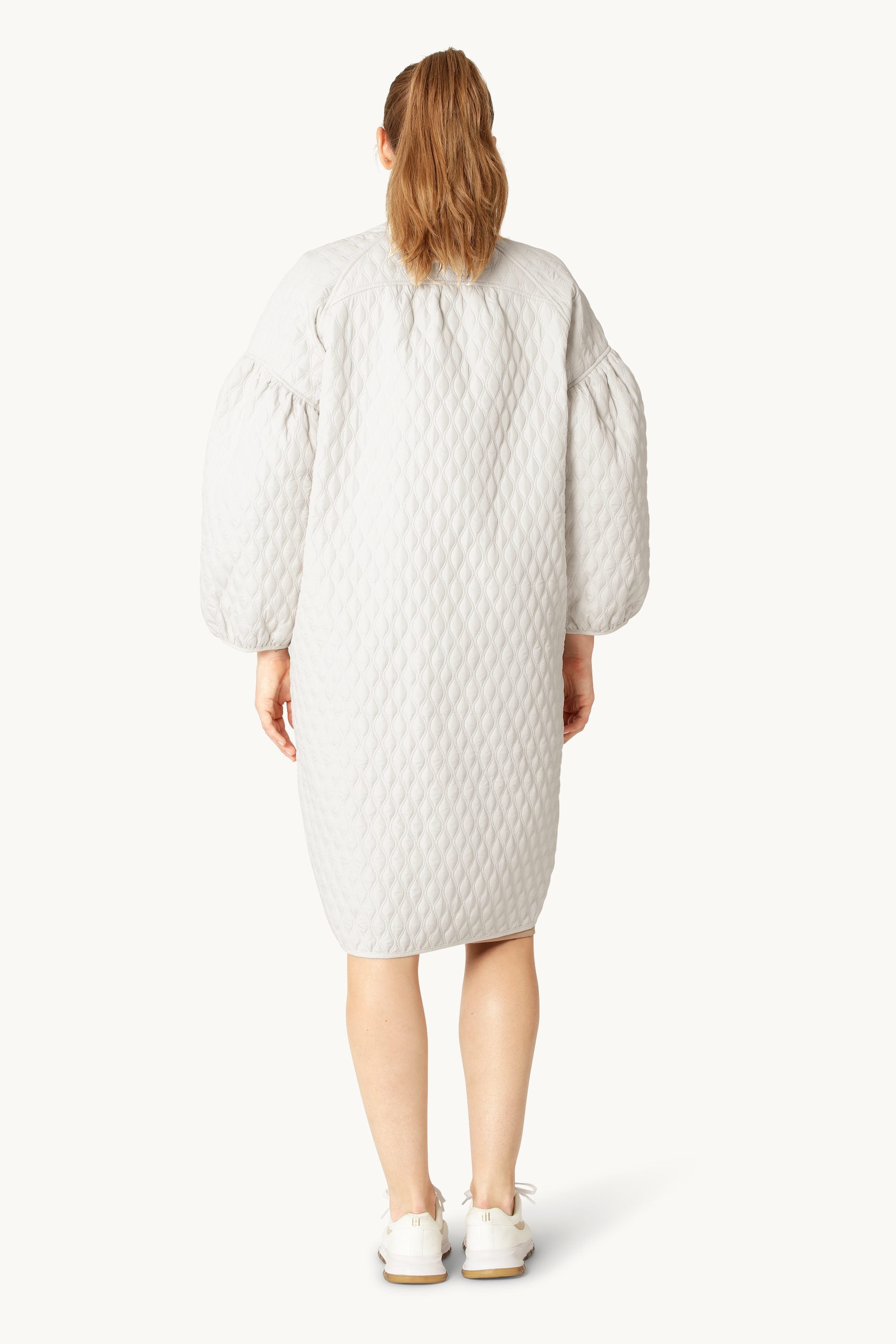 Lång Vadderad Jacka - Milk Creme