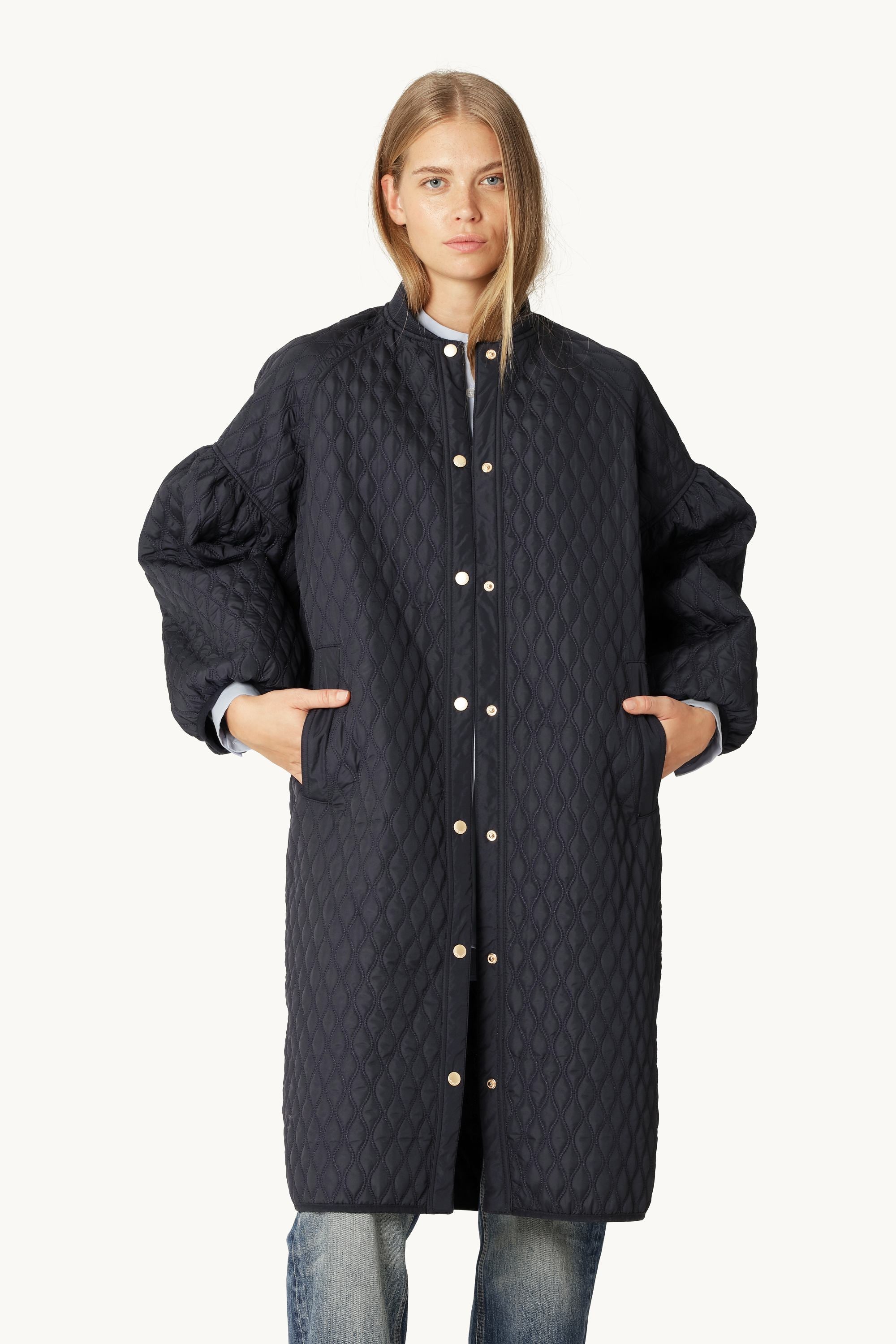 Lång Vadderad Jacka - Dark Indigo