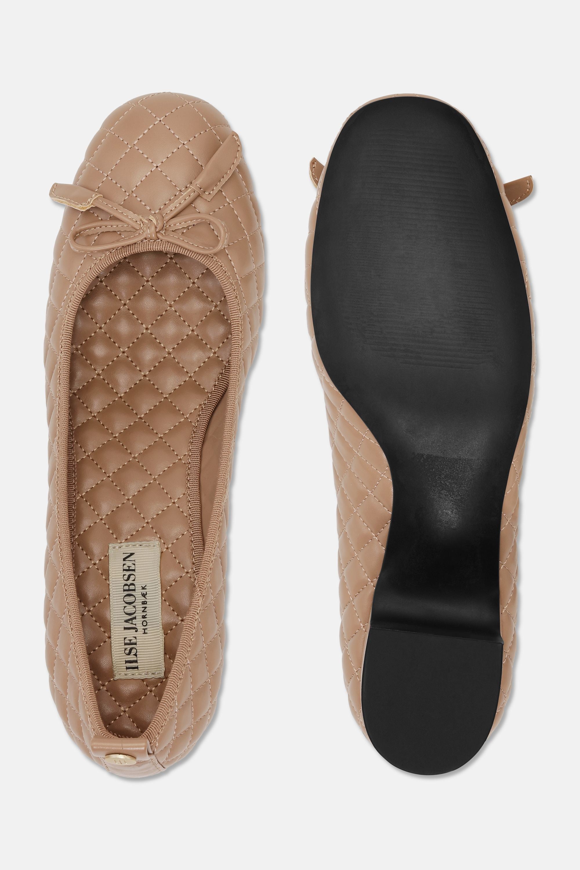 Quilted Ballerina with Heel - Clay Black