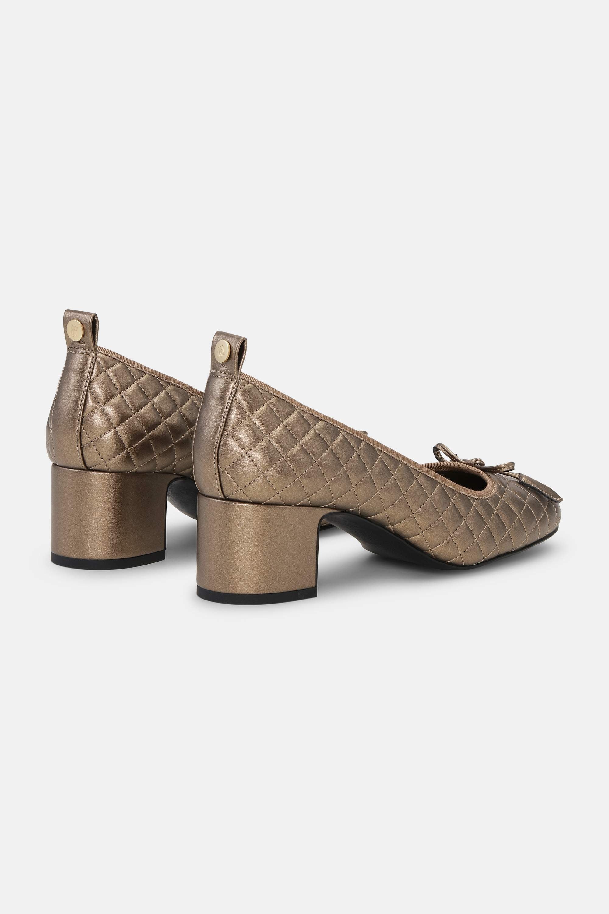 Quilted Ballerina with Heel - Metallic Copper Black