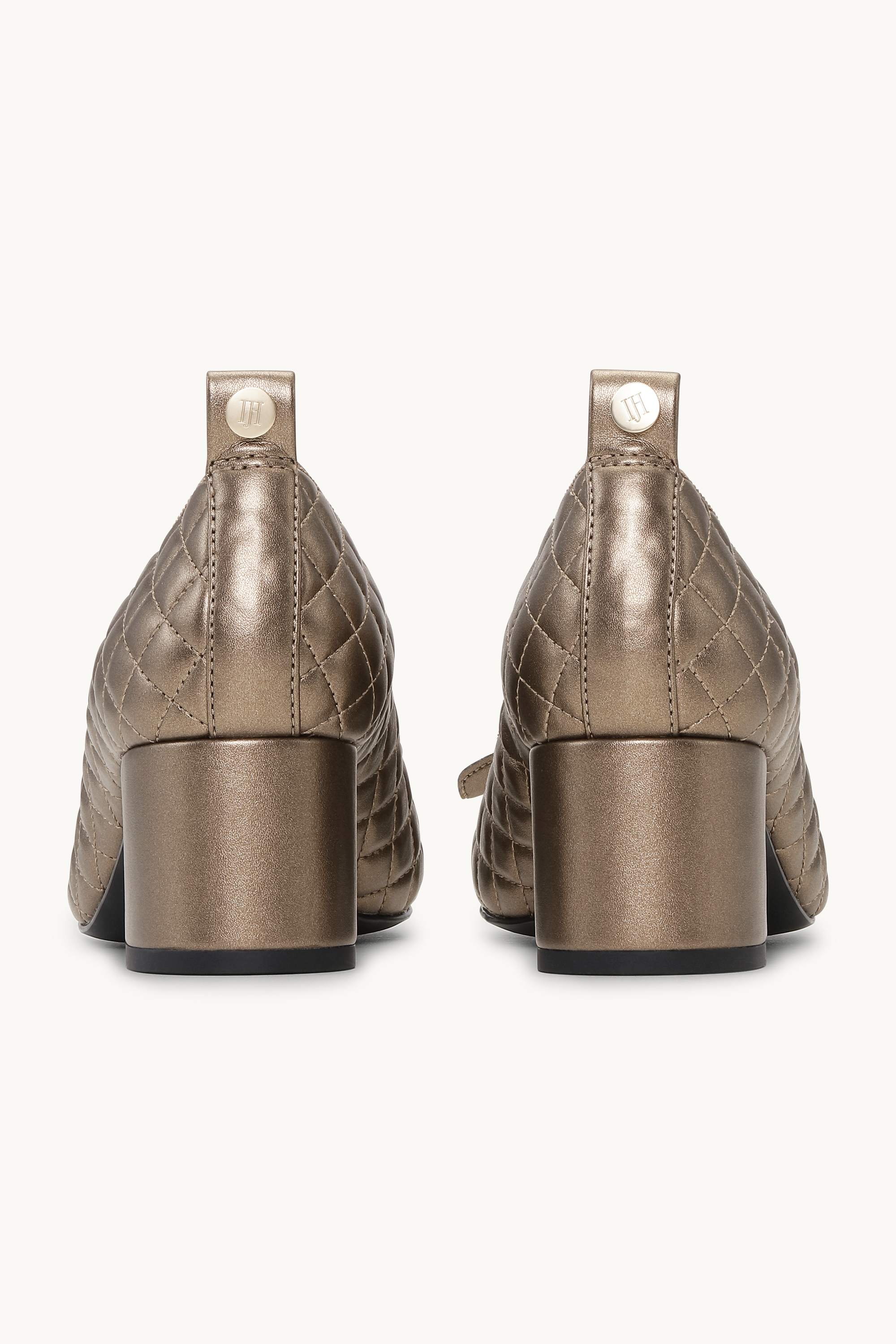 Quilted Ballerina with Heel - Metallic Copper Black