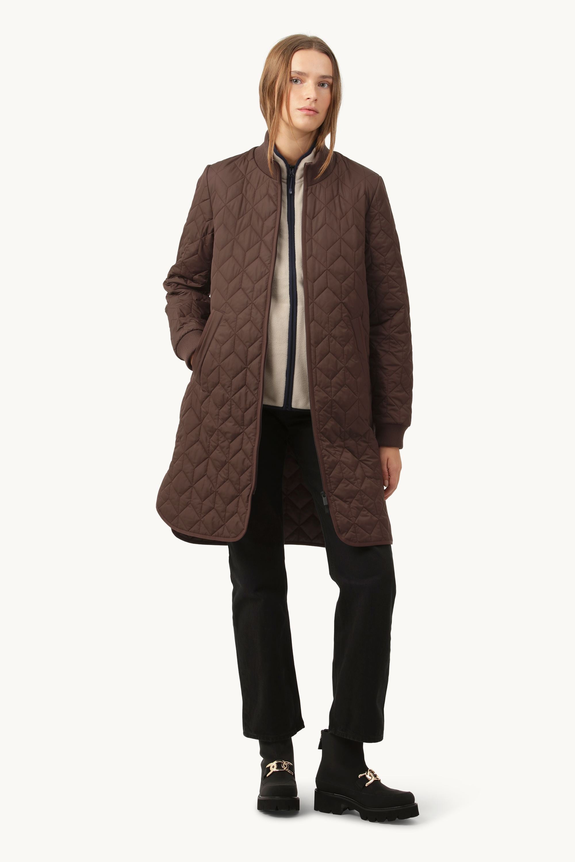 Lång Quiltad Jacka - Ebony