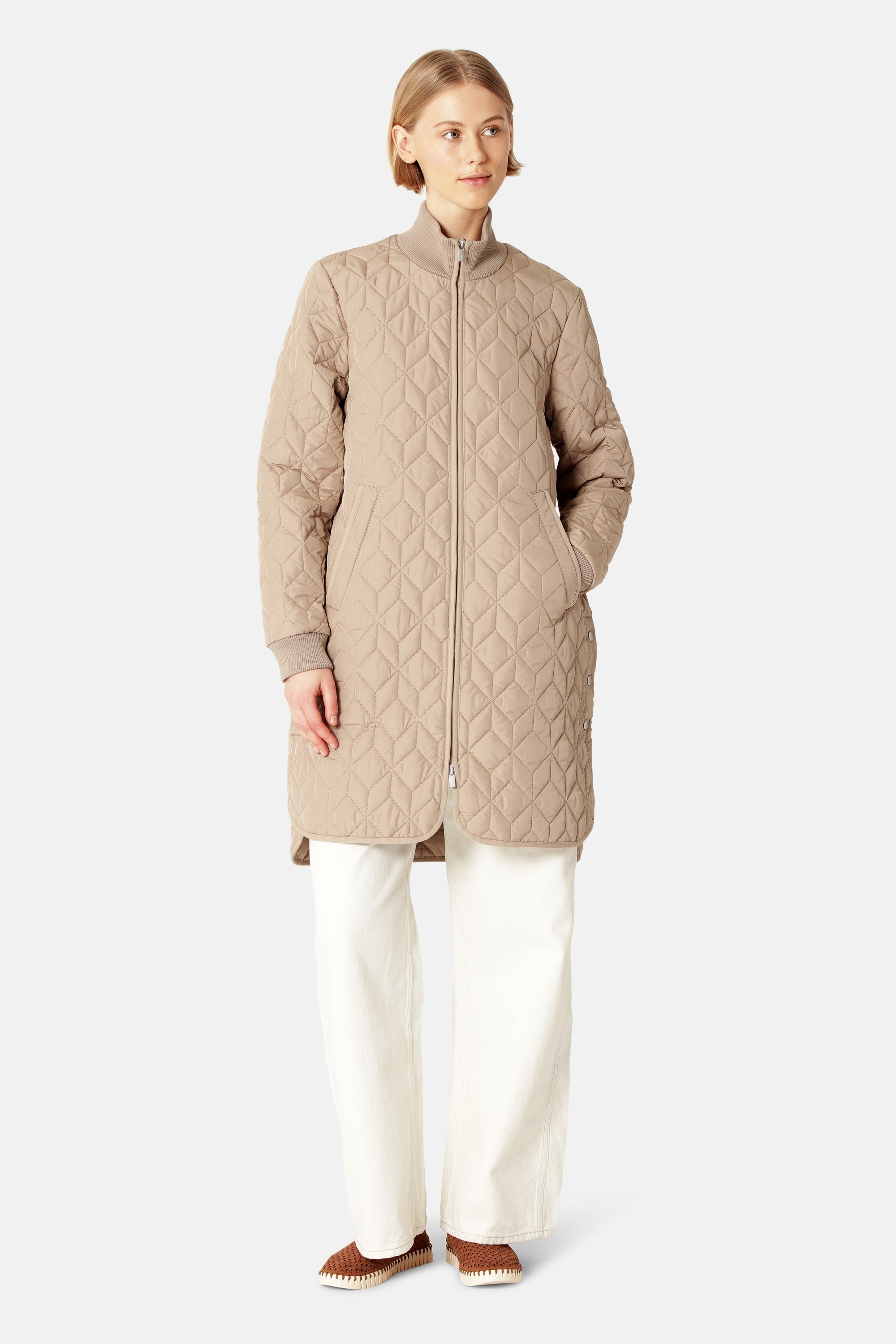 Lång Quiltad Jacka - Wheat