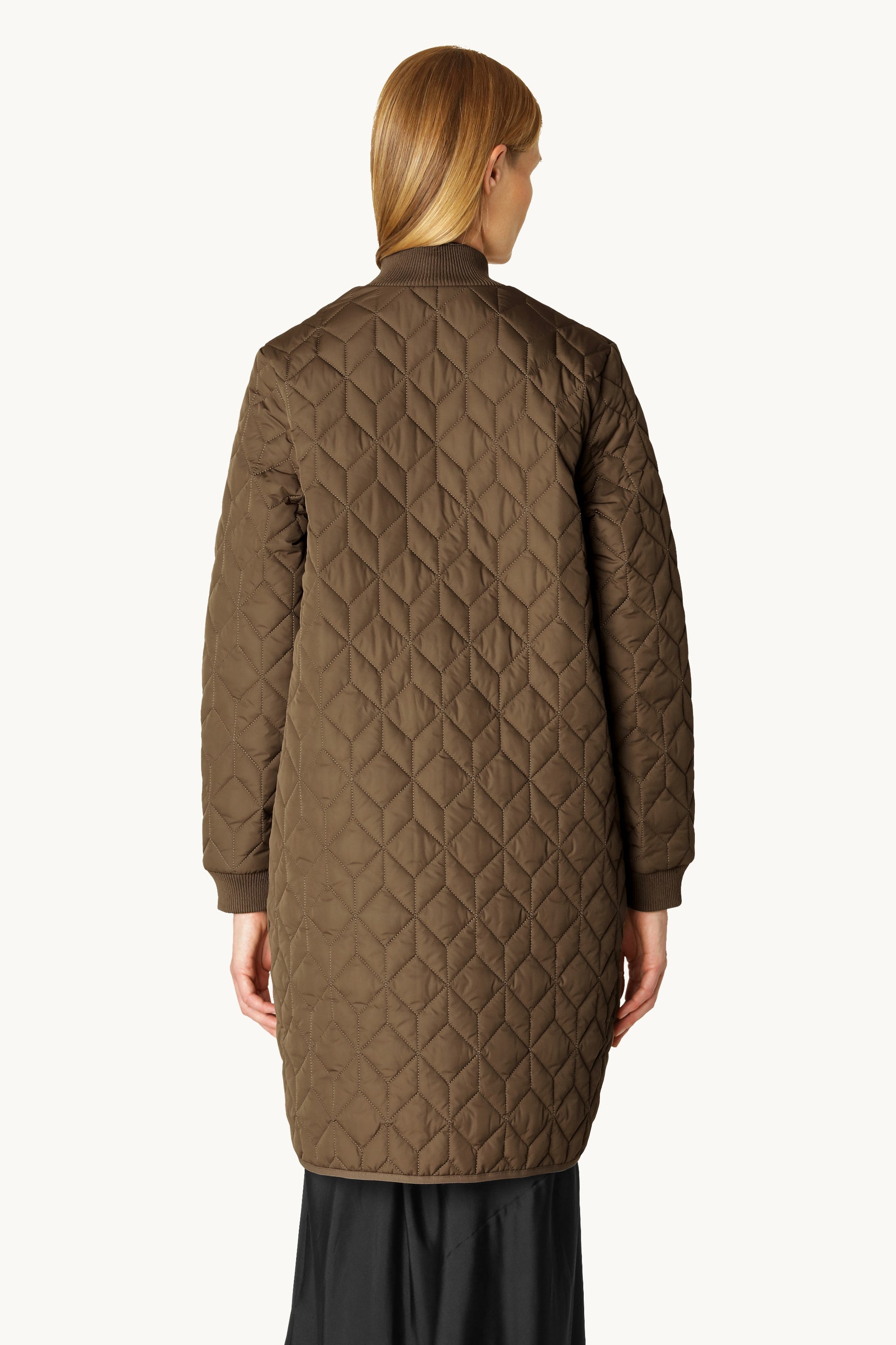 Lång Quiltad Jacka - Cub Brown
