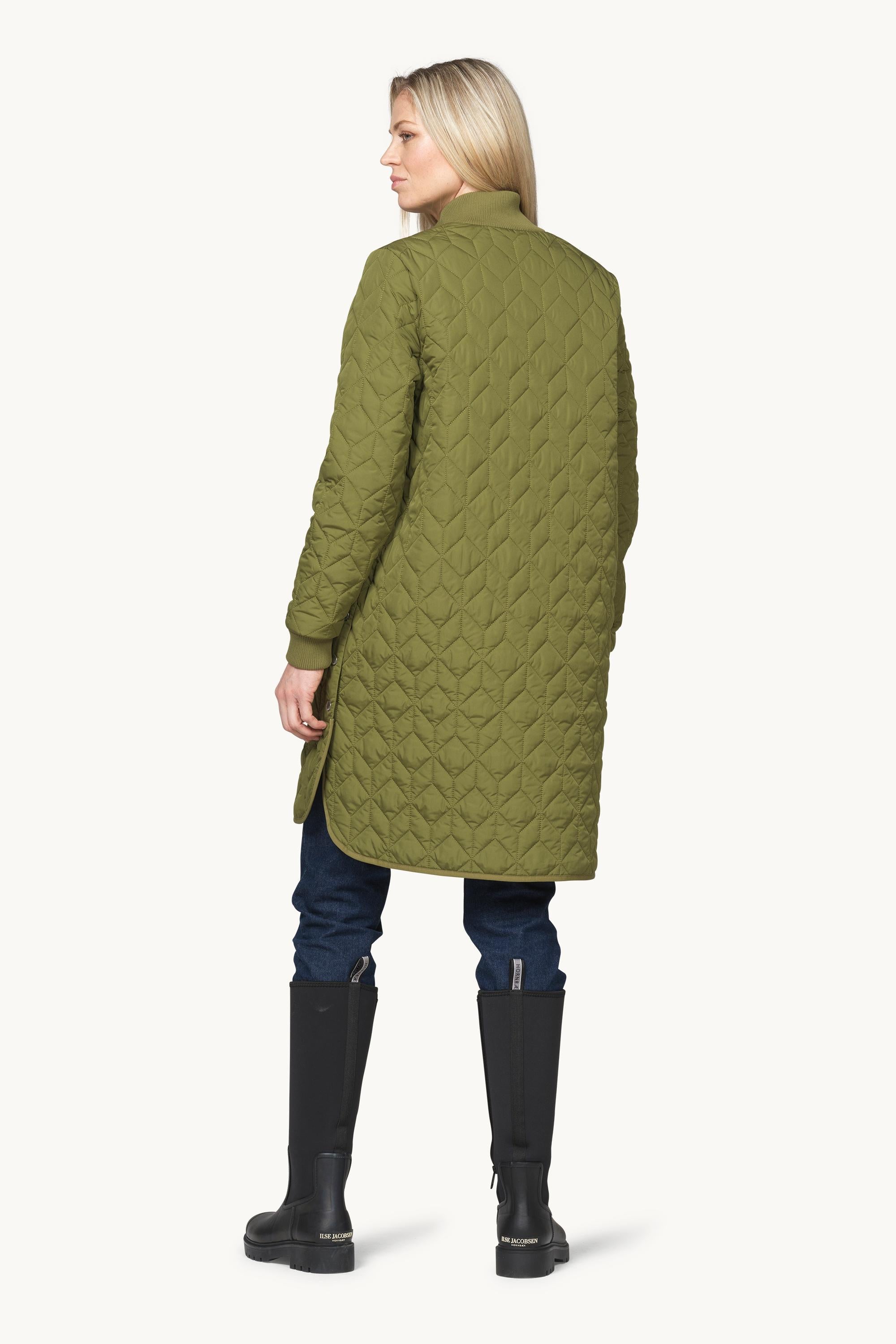 Lång Quiltad Jacka - Sphagnum