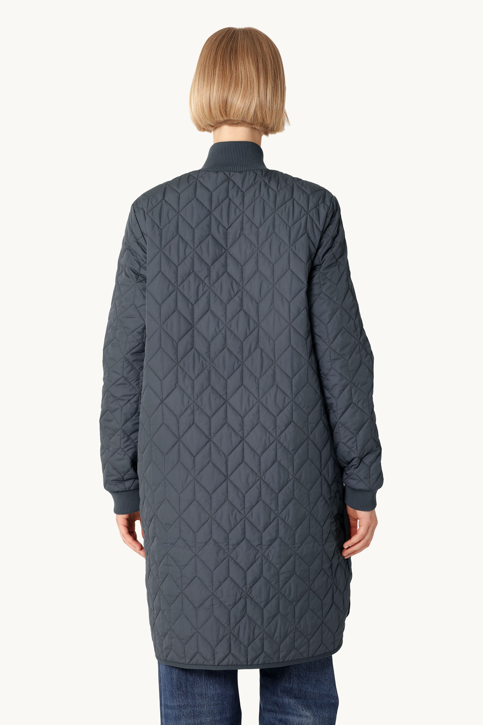 Lång Quiltad Jacka - Ombre Blue