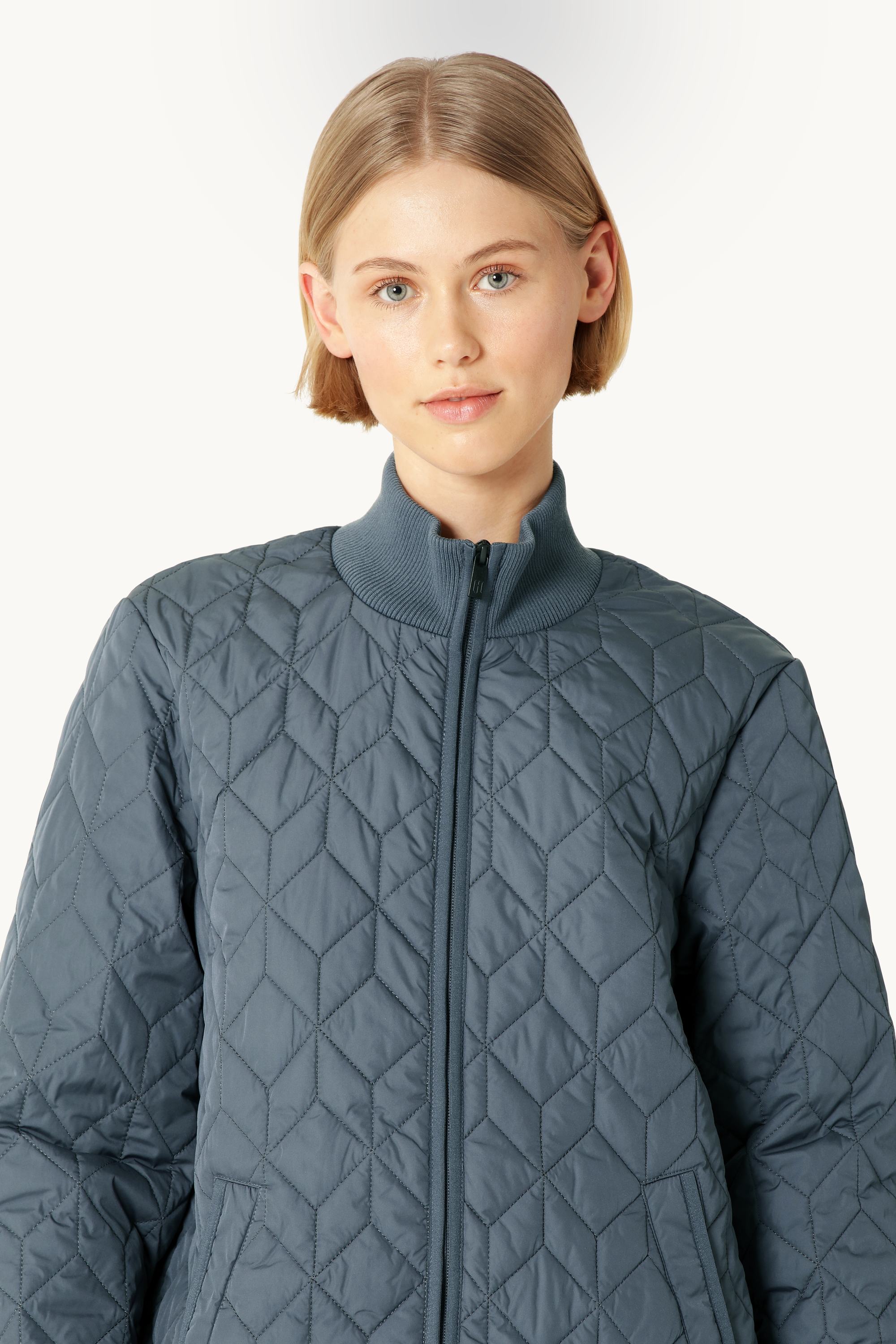 Lång Quiltad Jacka - Ombre Blue