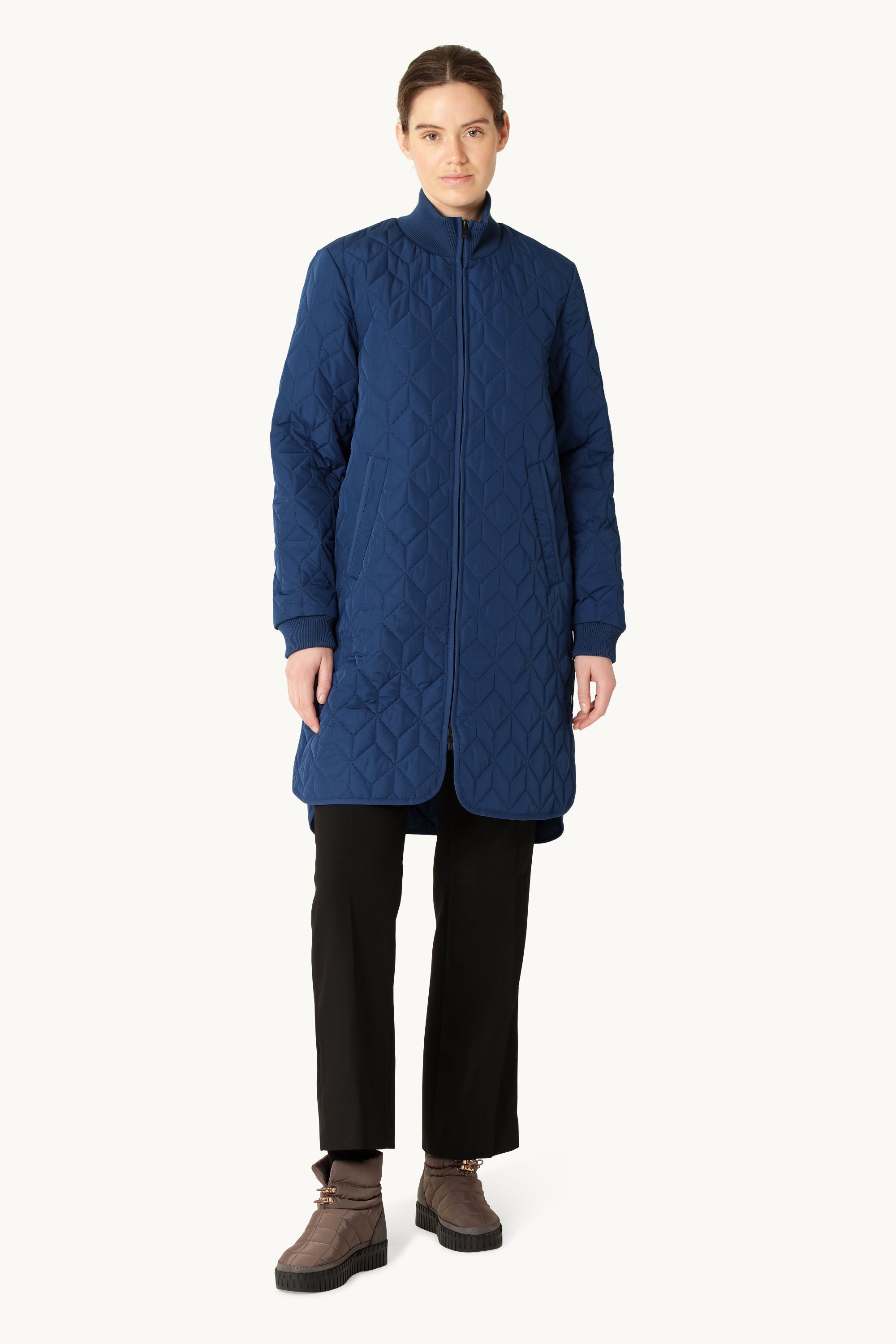 Lång Quiltad Jacka - Estate Blue