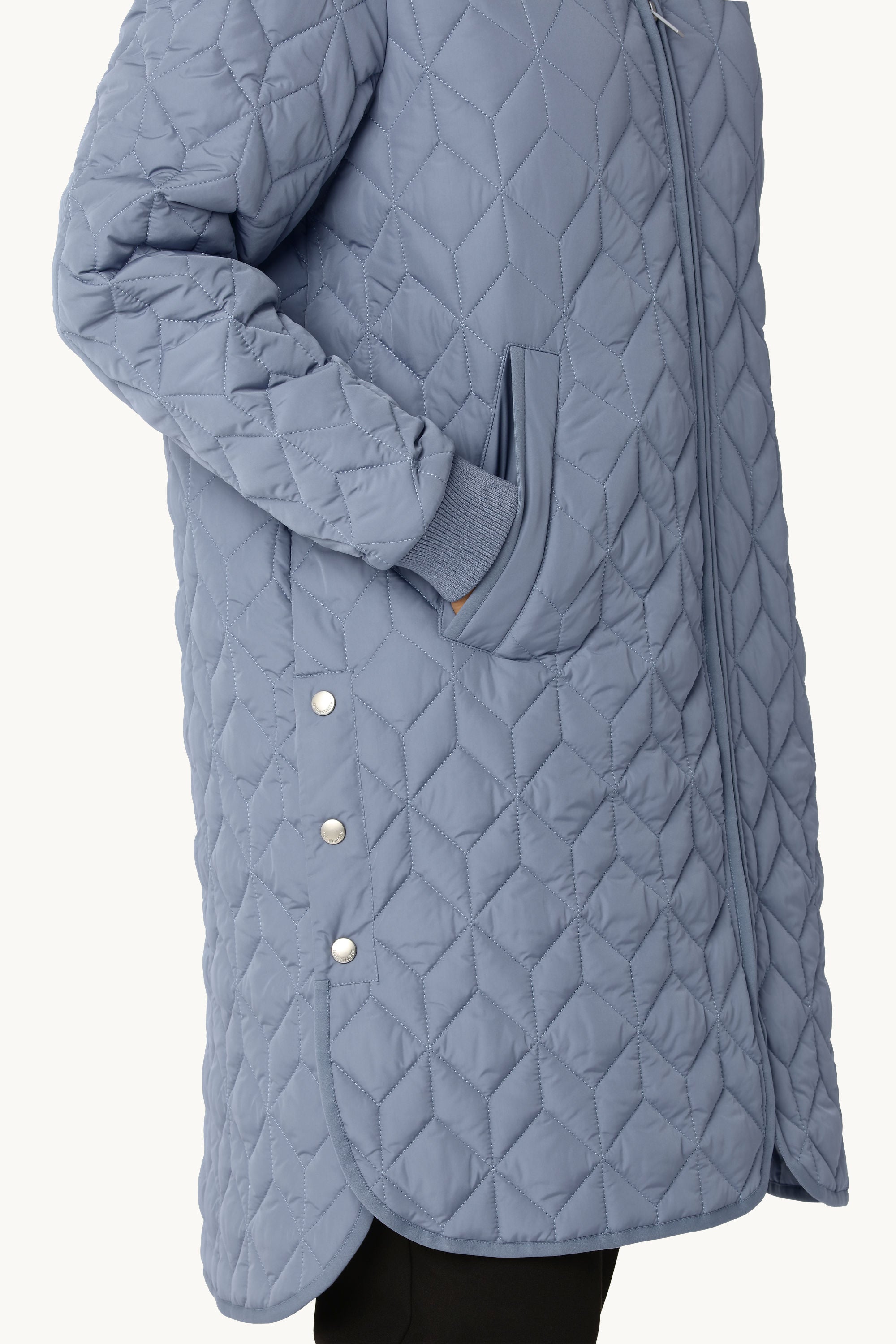 Lång Quiltad Jacka - Grey Blue