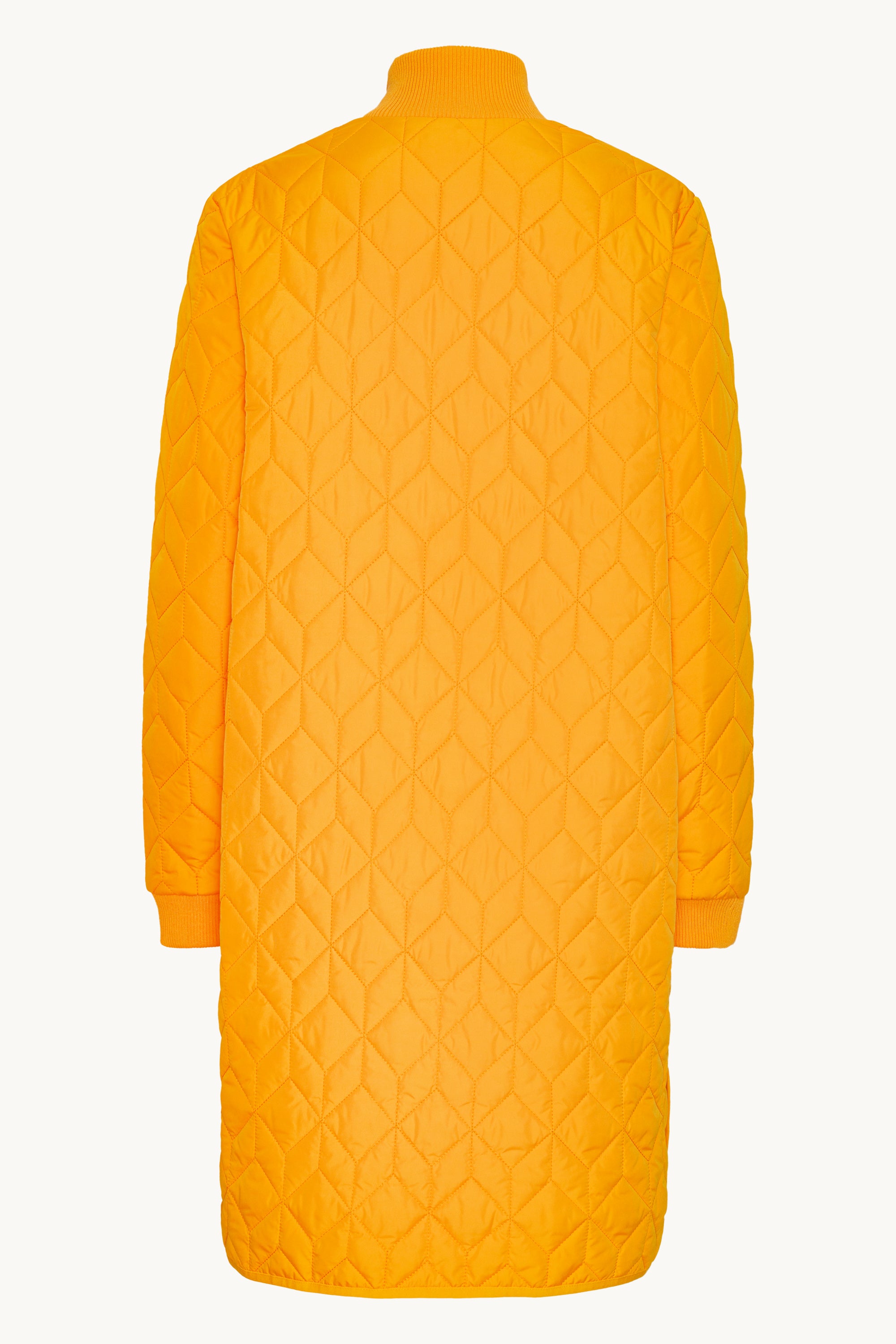Lång Quiltad Jacka - Flame Orange