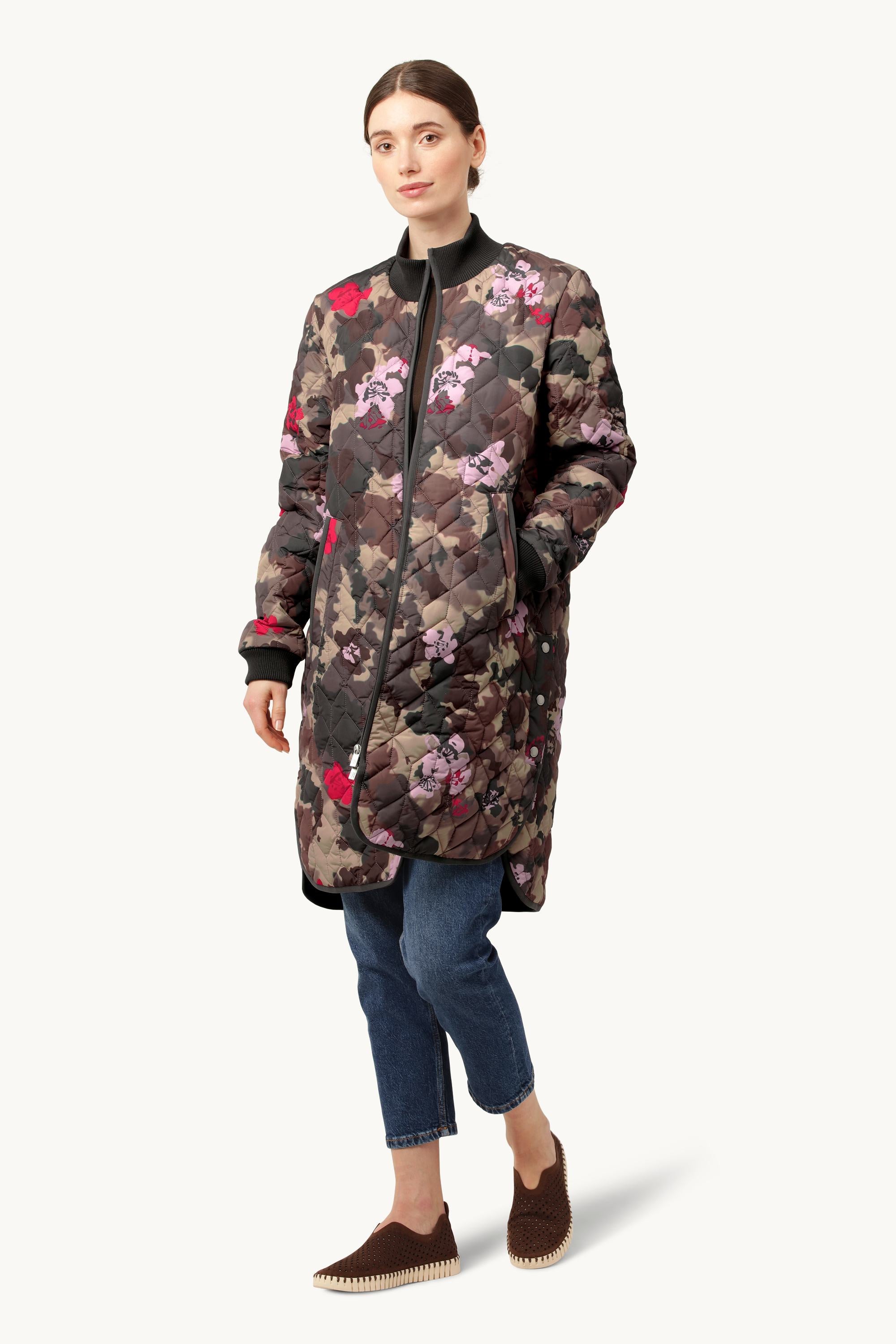 Long Quilt Jacket - Floral Camo