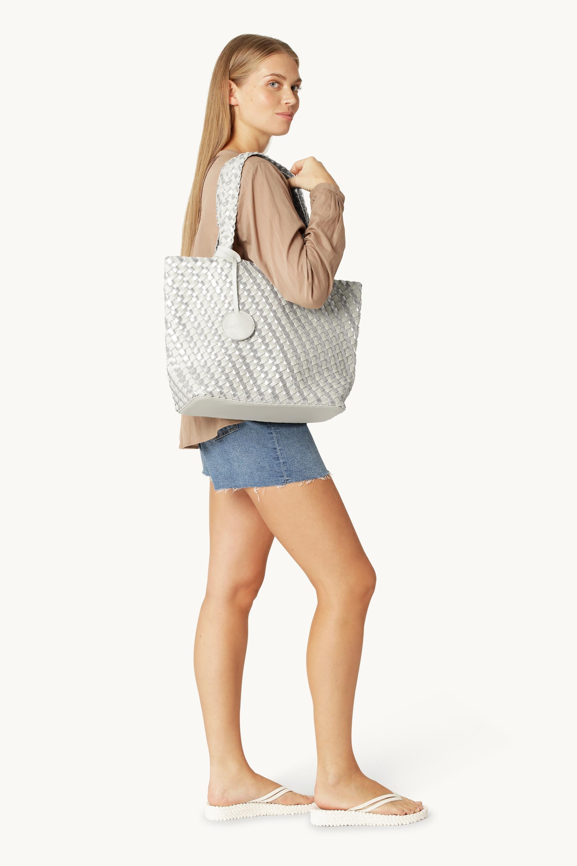Tote Bag Flätad - Milk Creme Silver