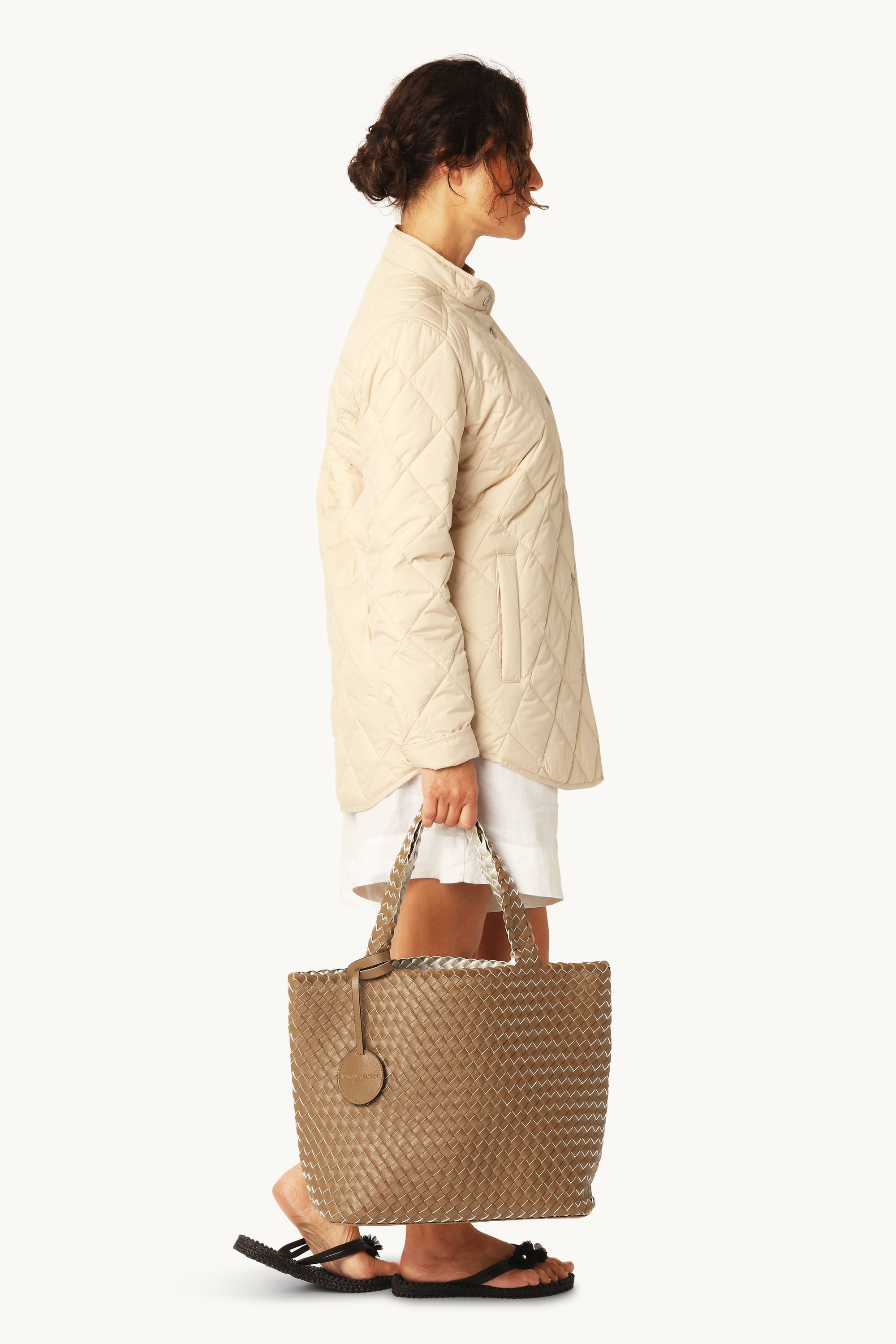 Tote Bag Flätad - Goldy Sand Dollar Metallic