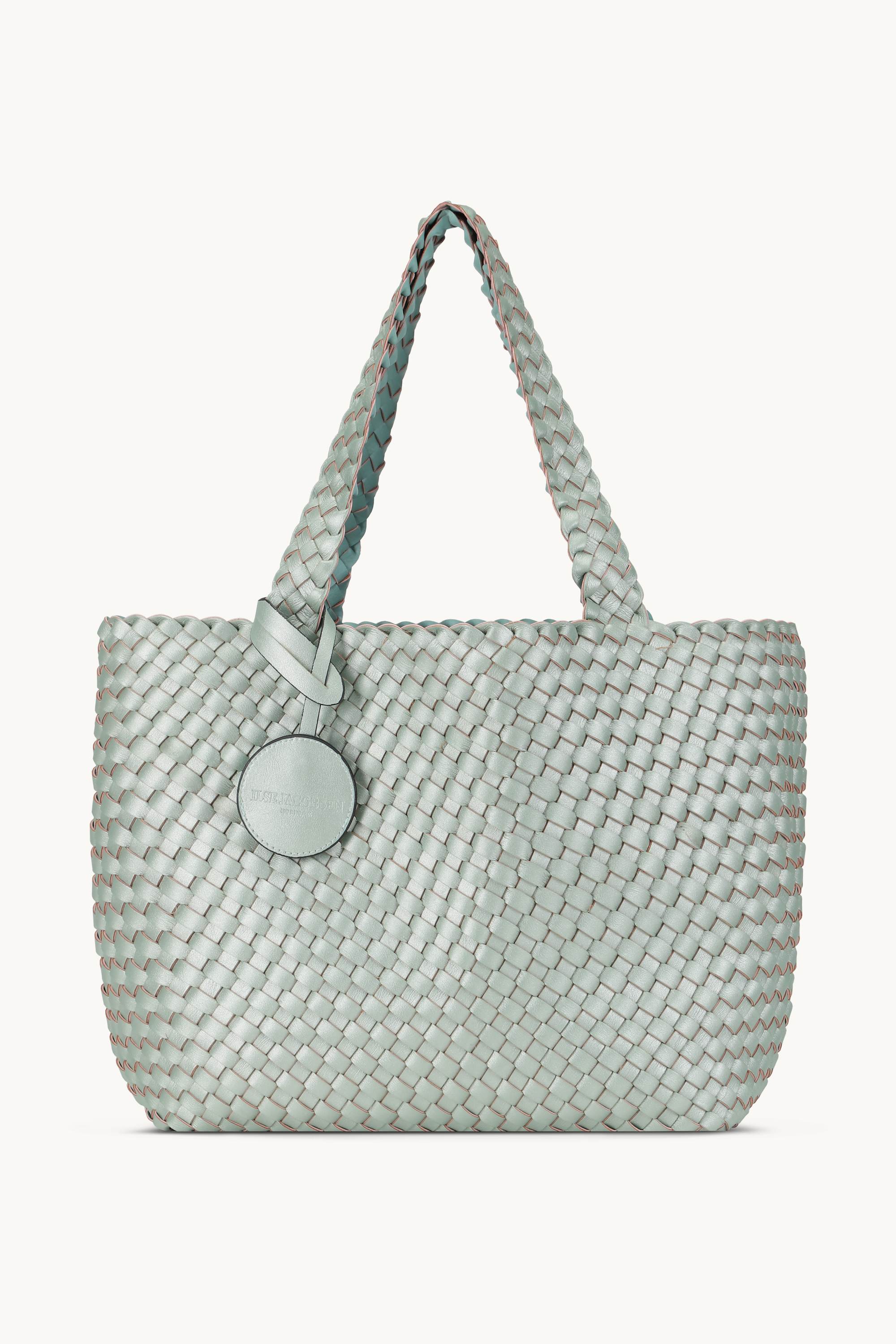 Tote Bag Flätad - Beach Glass Metallic Mint