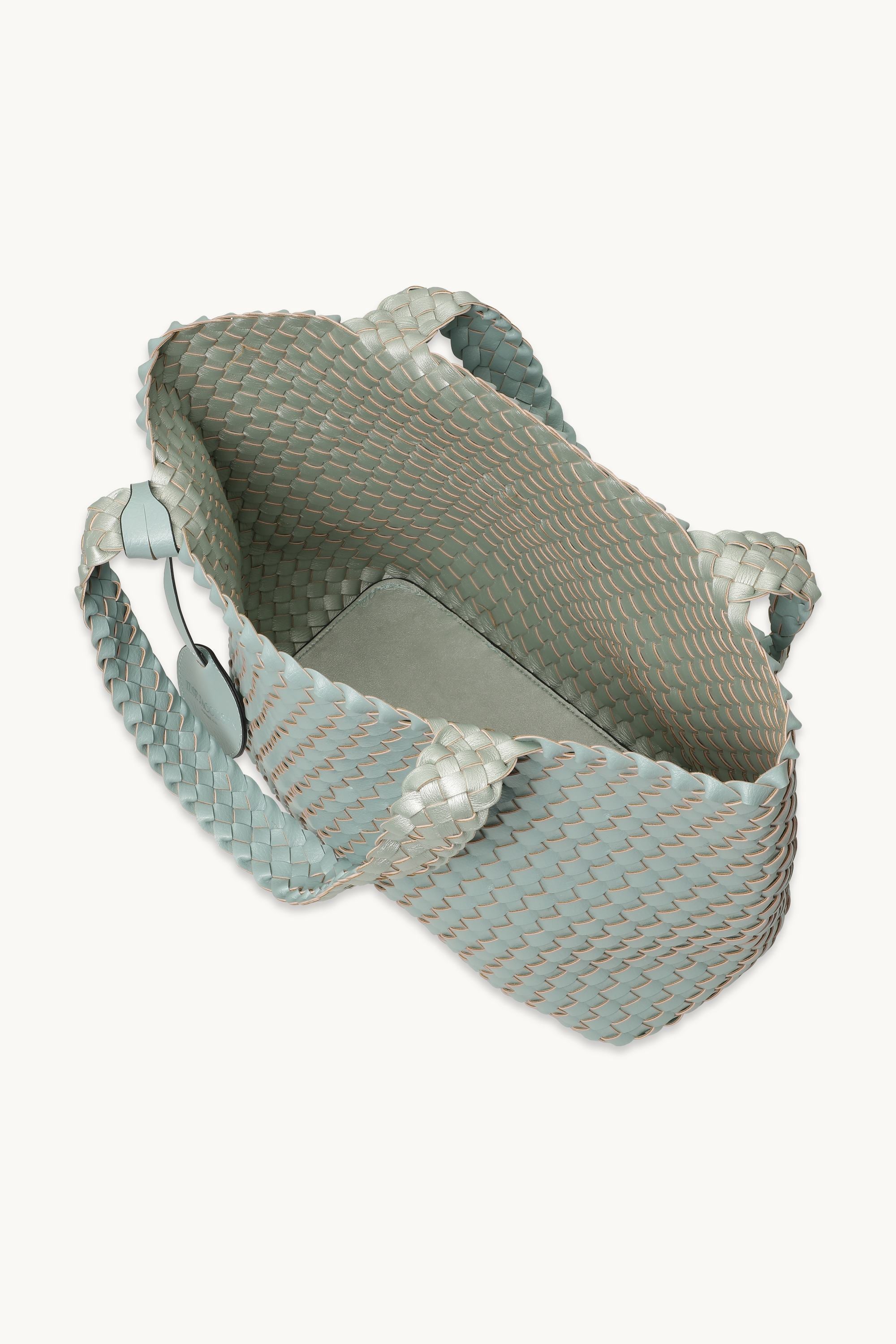 Tote Bag Flätad - Beach Glass Metallic Mint