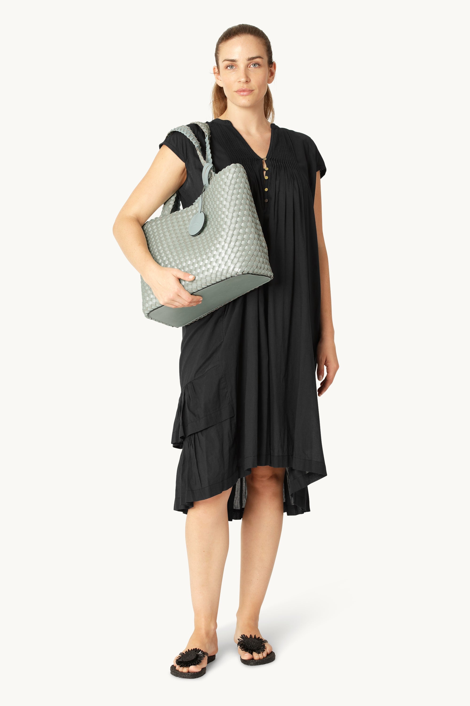 Tote Bag Flätad - Beach Glass Metallic Mint