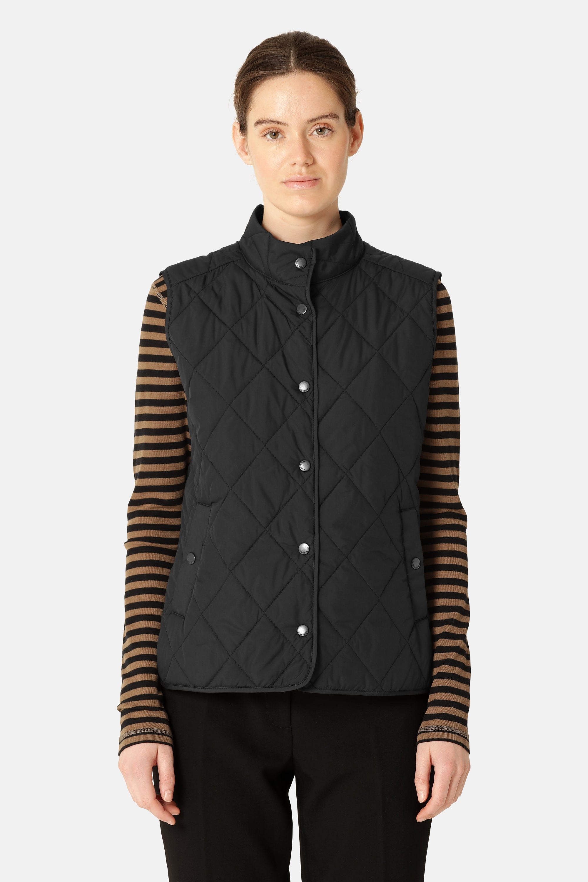 Quilted Short Vest - Black